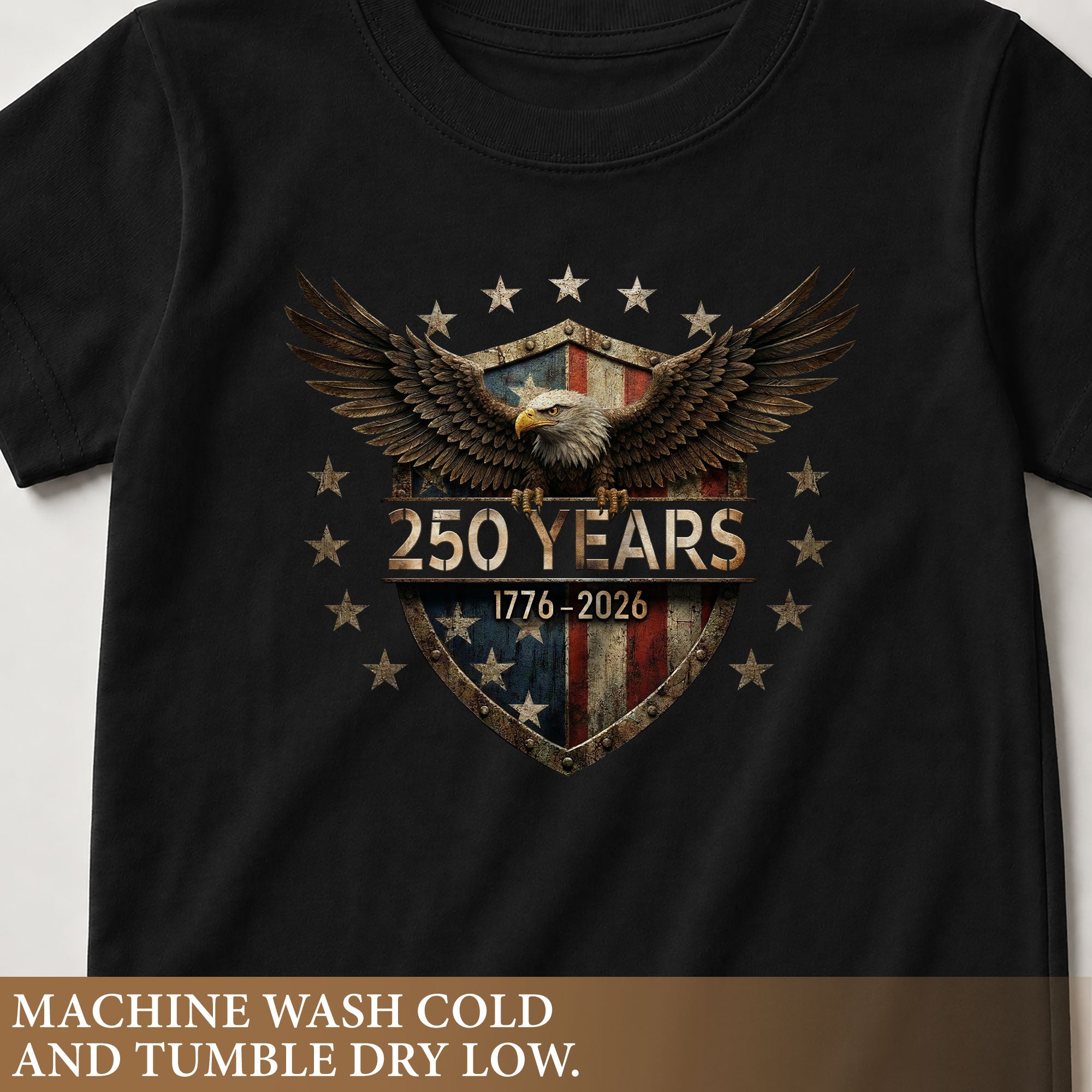 250 Years Kids T-Shirt 1776–2026 Patriotic Eagle Shield American Youth Tee