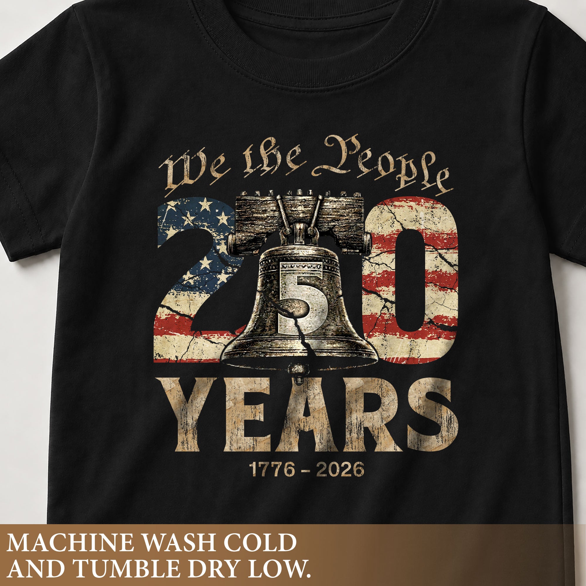Kids We The People 250 Years T-Shirt 1776–2026 Liberty Bell Patriotic Youth Tee