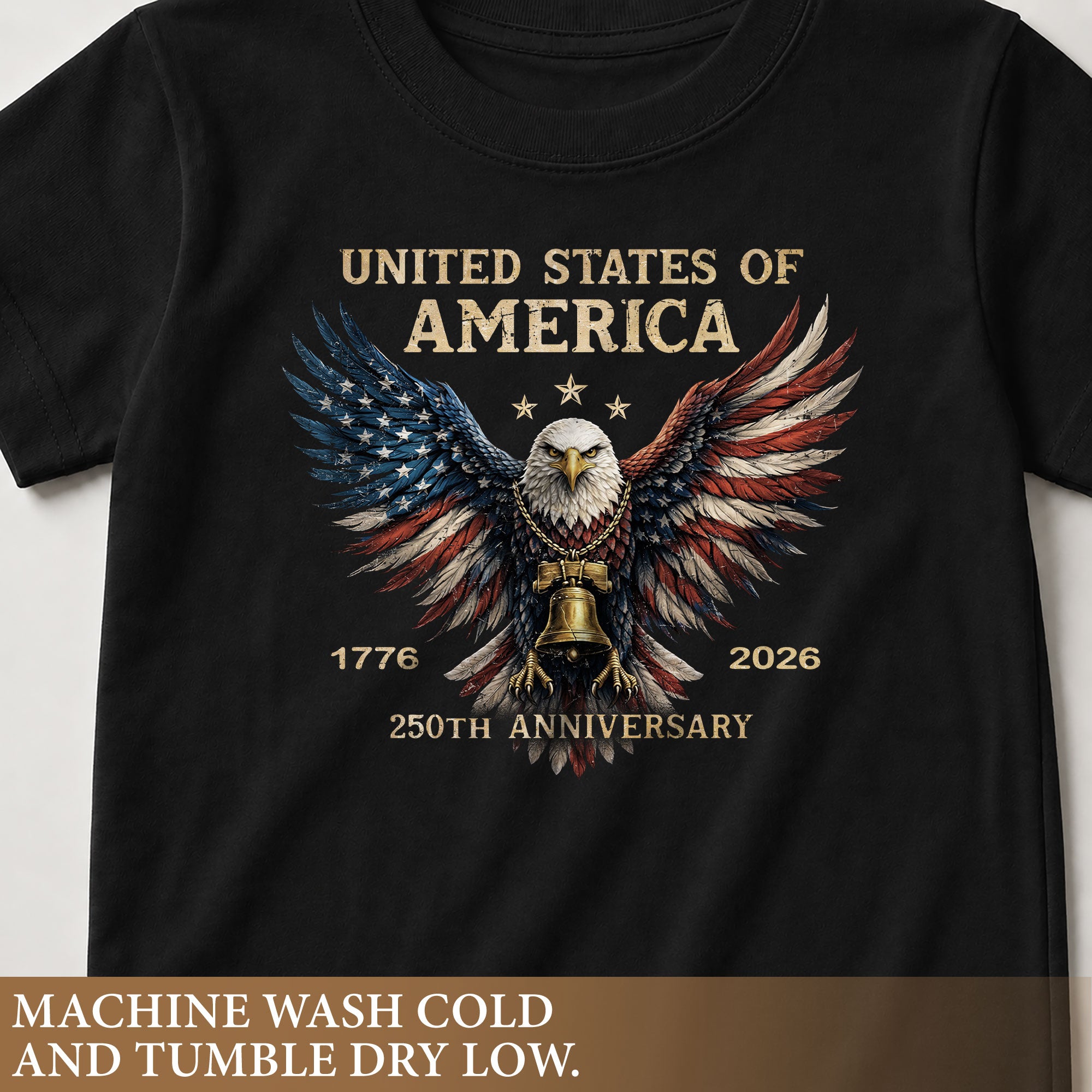 250th Anniversary Kids T-Shirt Patriotic Eagle Liberty Bell 1776-2026 Youth Tee Shirt