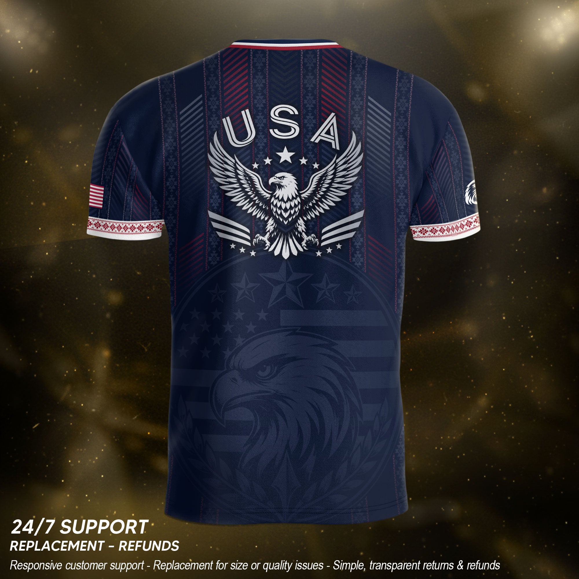 Navy Blue USA Soccer Jersey Patriotic Eagle Football Shirt American Flag Inspired Sports Fan Apparel for Men