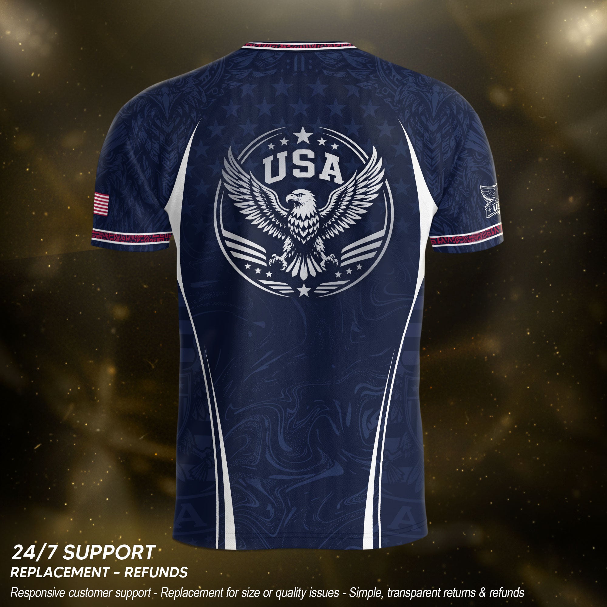 Navy Blue USA Soccer Jersey Patriotic Eagle Football Shirt American Pride Sports Fan Apparel for Men