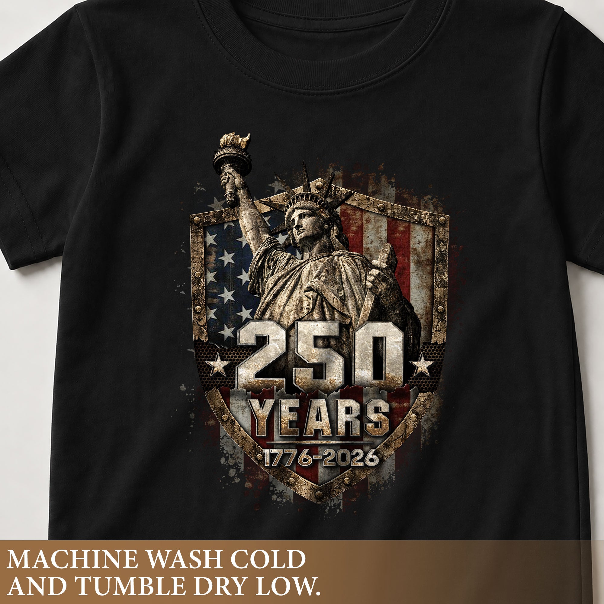 250 Years Kids T-Shirt Statue of Liberty Patriotic American Flag 1776-2026 Youth Tee