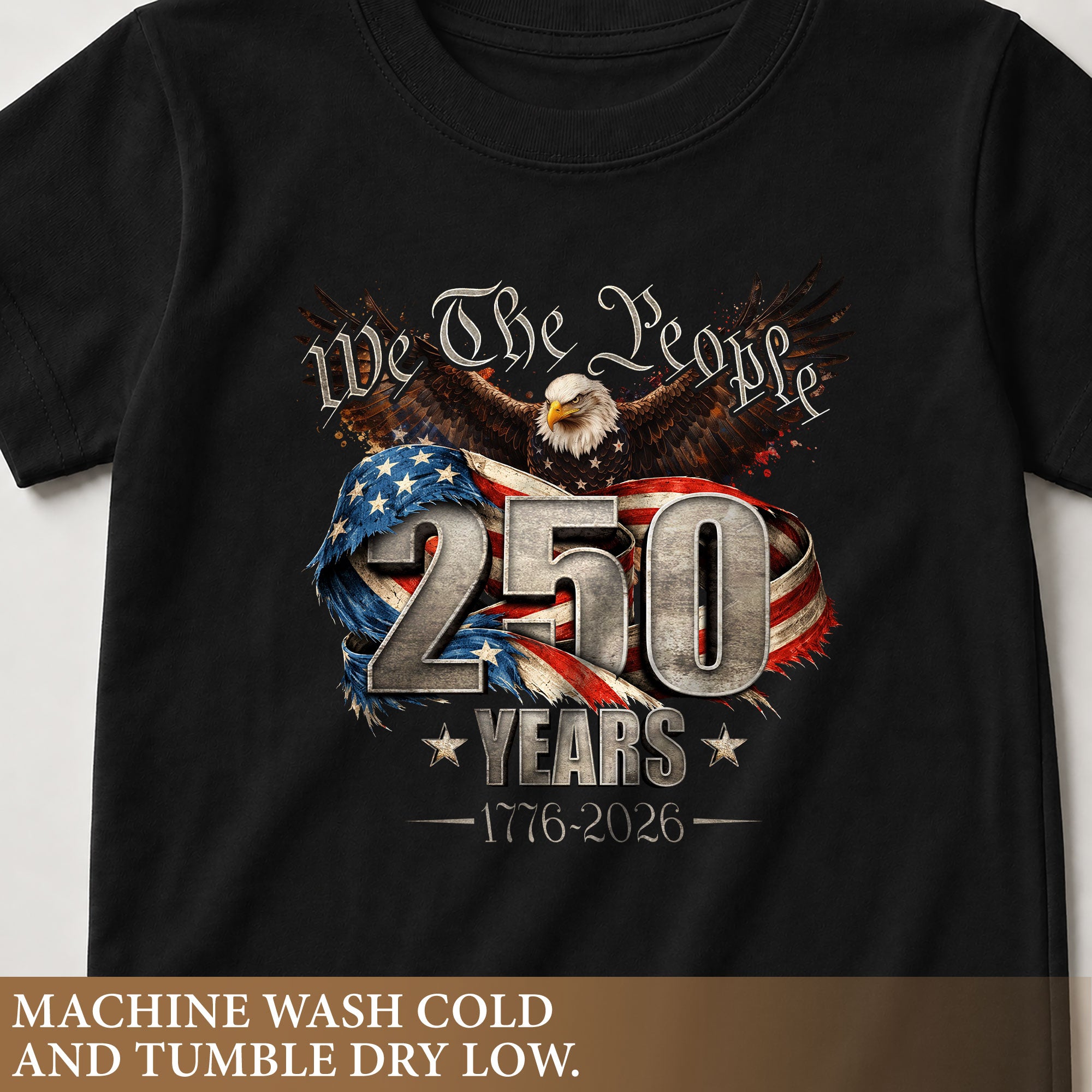 250 Years Kids T-Shirt We The People Patriotic Eagle American Flag 1776-2026 Youth Tee