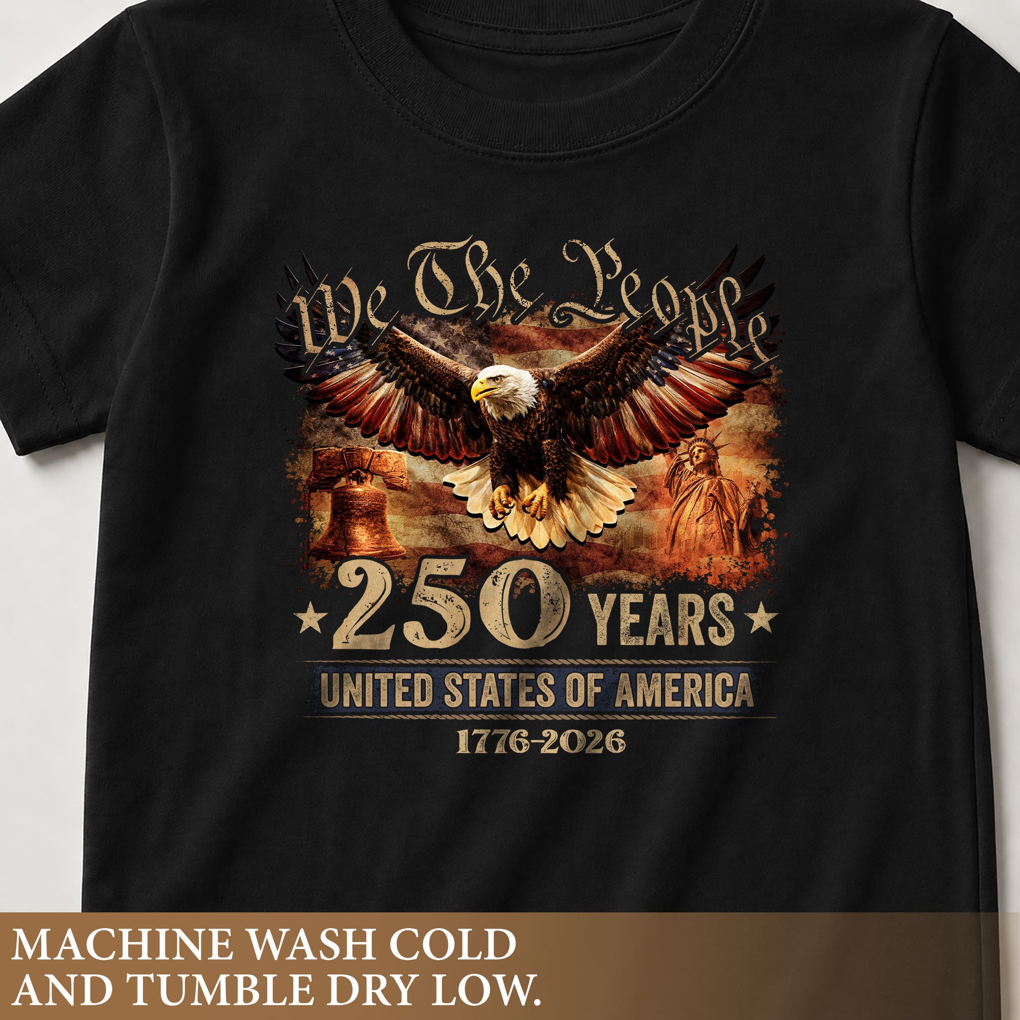 250 Years Kids T-Shirt We The People Patriotic Eagle Statue of Liberty 1776-2026 Youth