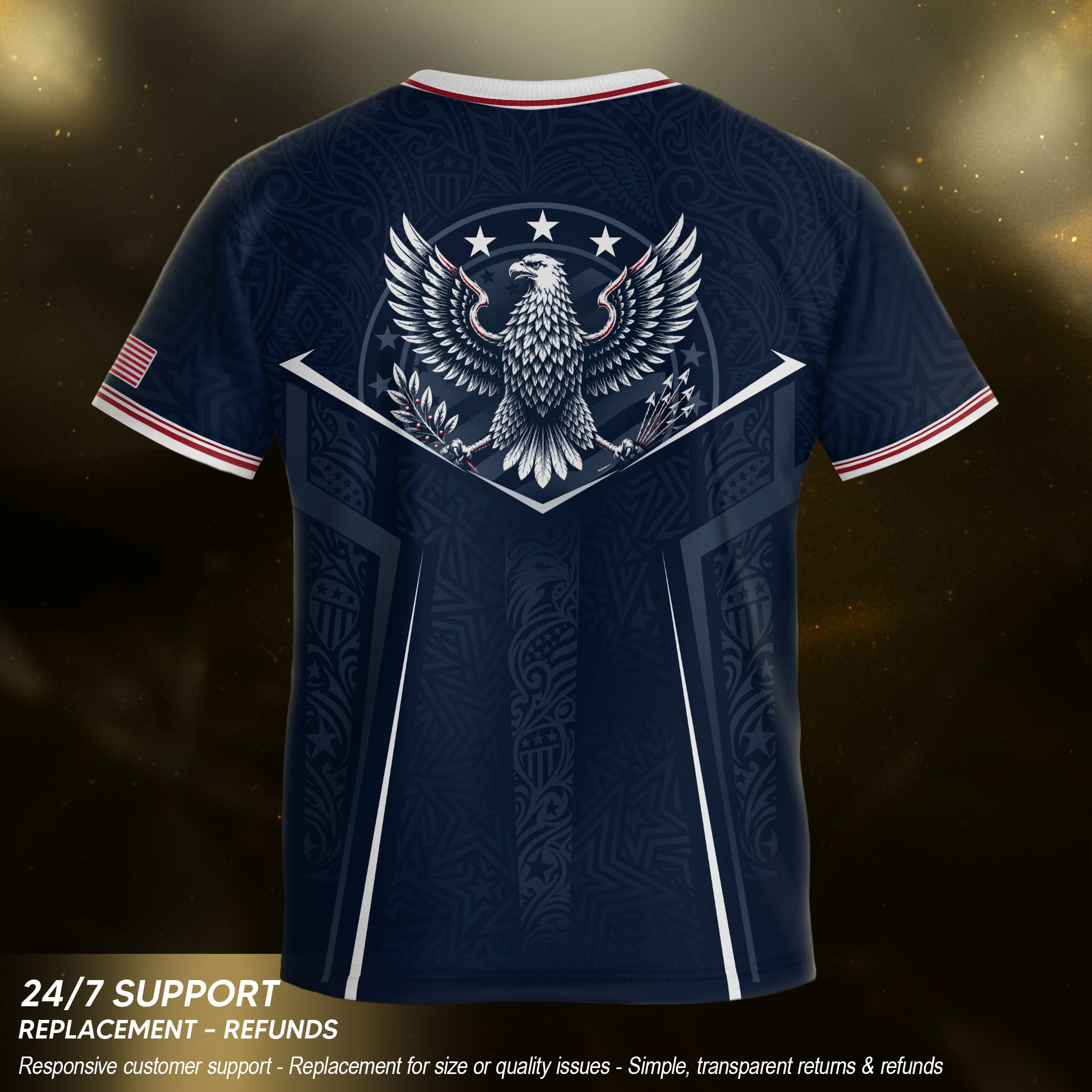 USA Kids Soccer Jersey Set Navy Blue Eagle Shield Youth Sports Kit