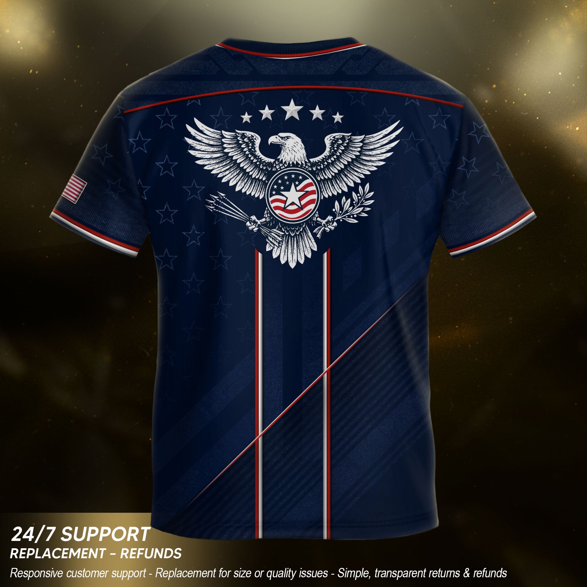 USA Kids Soccer Jersey Set Navy Blue Red Line Youth Football Outfit