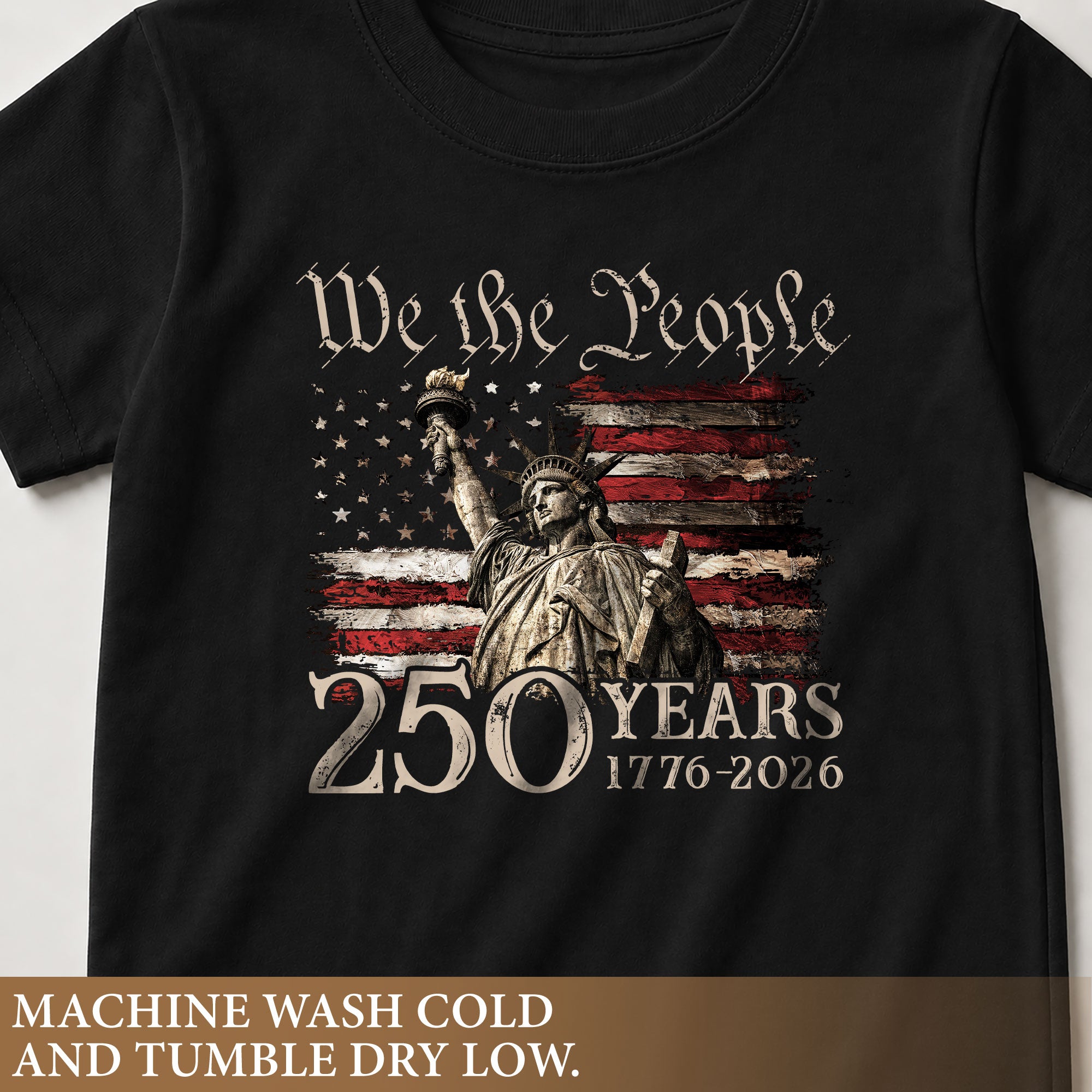Kids 250 Years T-Shirt Statue of Liberty We The People Patriotic American Flag Tee