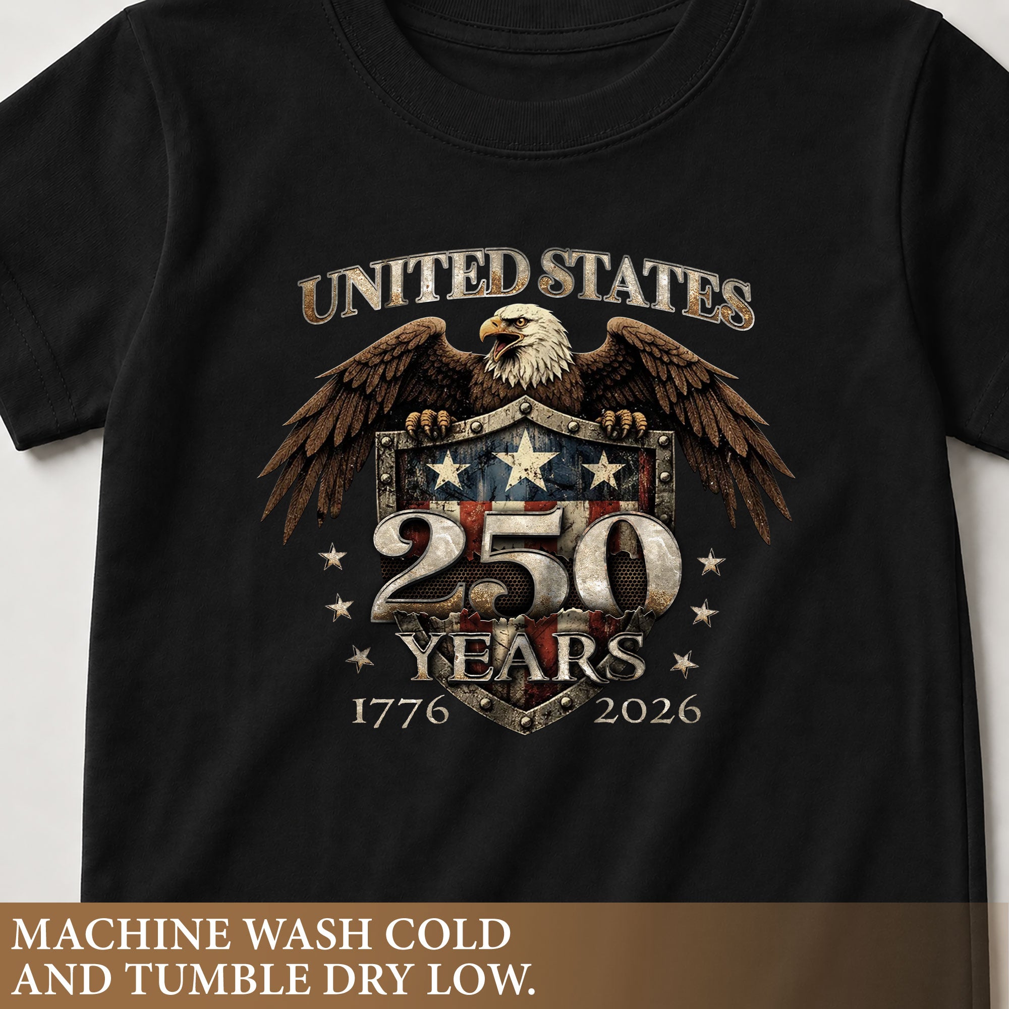 250 Years Kids T-Shirt United States Patriotic Eagle American Flag 1776-2026 Youth Tee