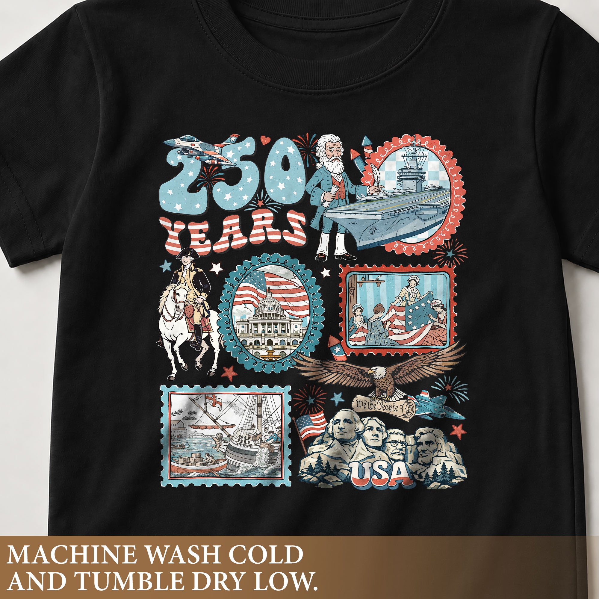 Kids T Shirt 1776-2026 Patriotic 250 Years History Mount Rushmore Independence Day Tee