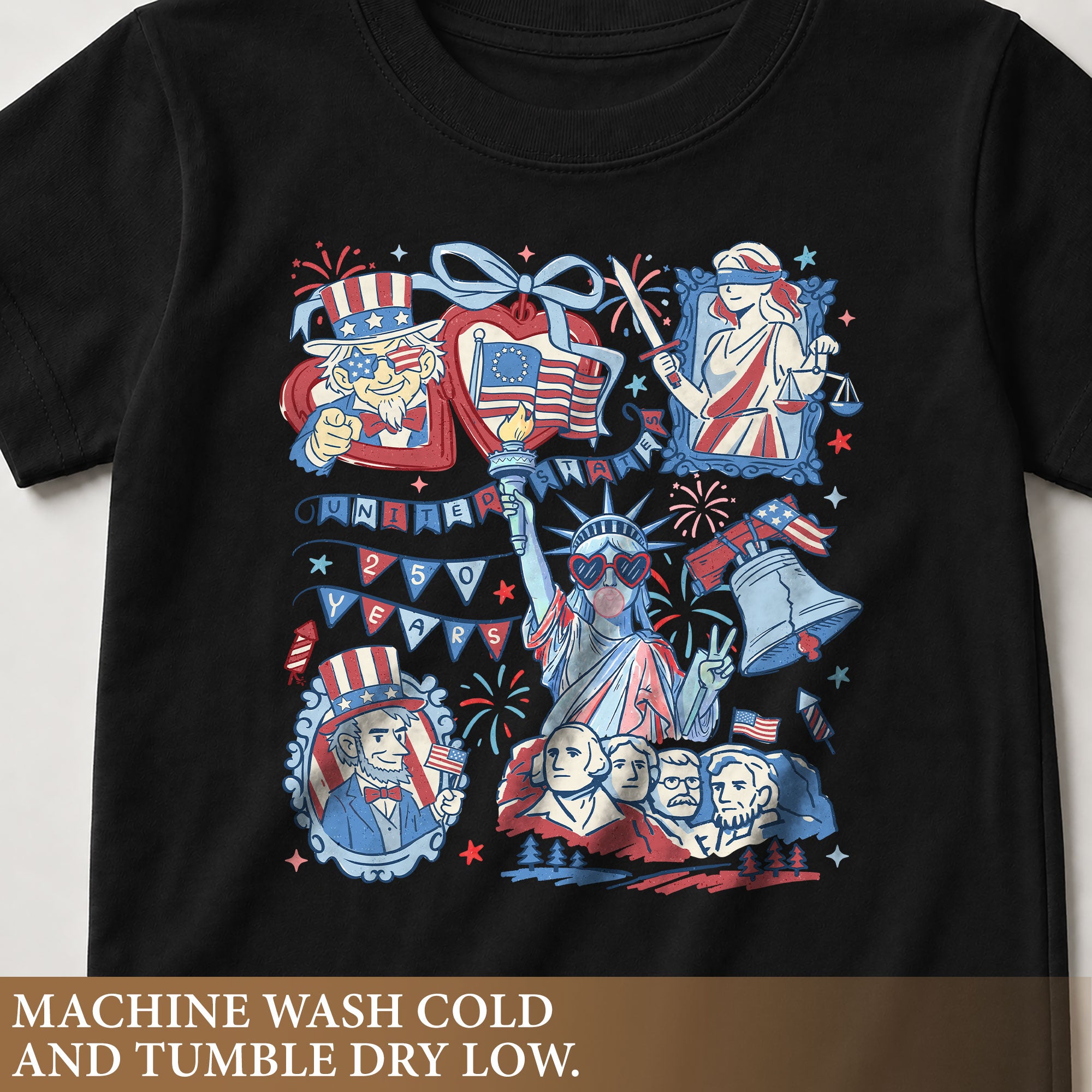 Kids Shirt 1776-2026 250th Anniversary Patriotic United States Mount Rushmore Doodle Tee