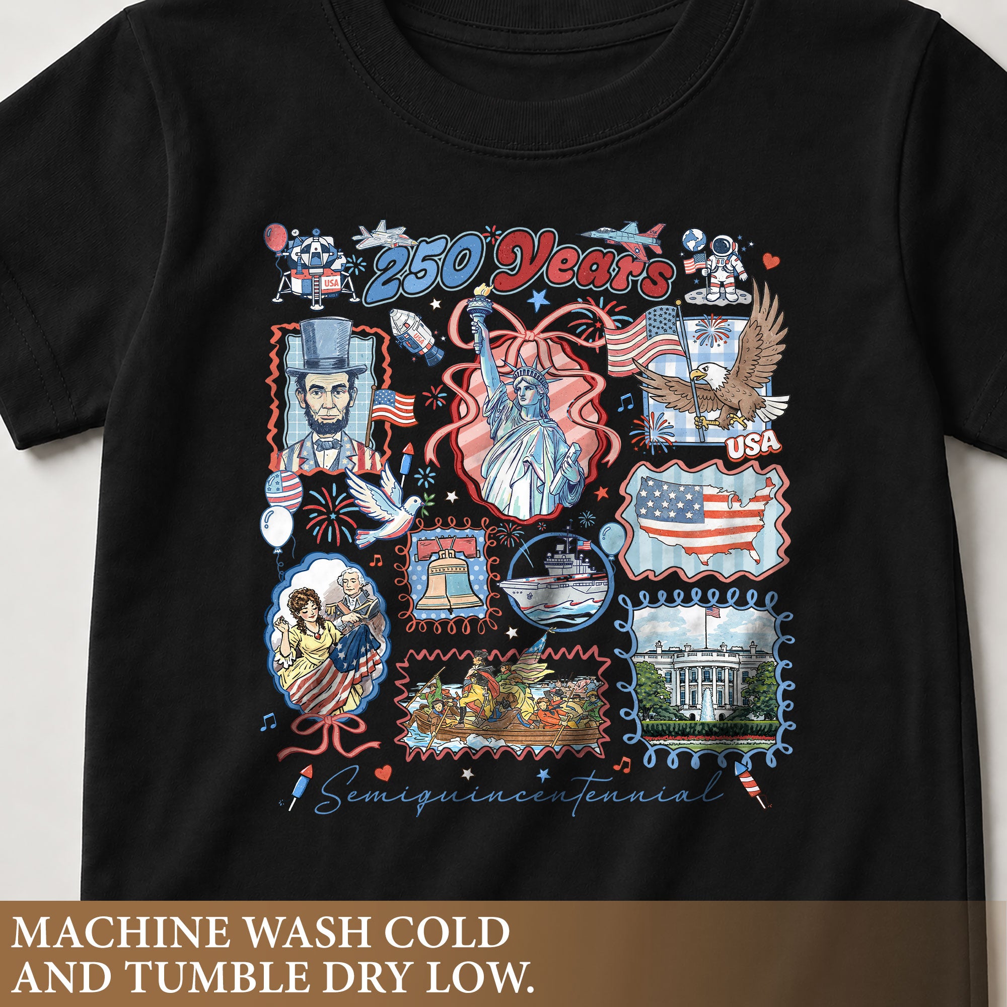 Kids T Shirt 1776-2026 Patriotic 250 Years History White House Independence Day Tee