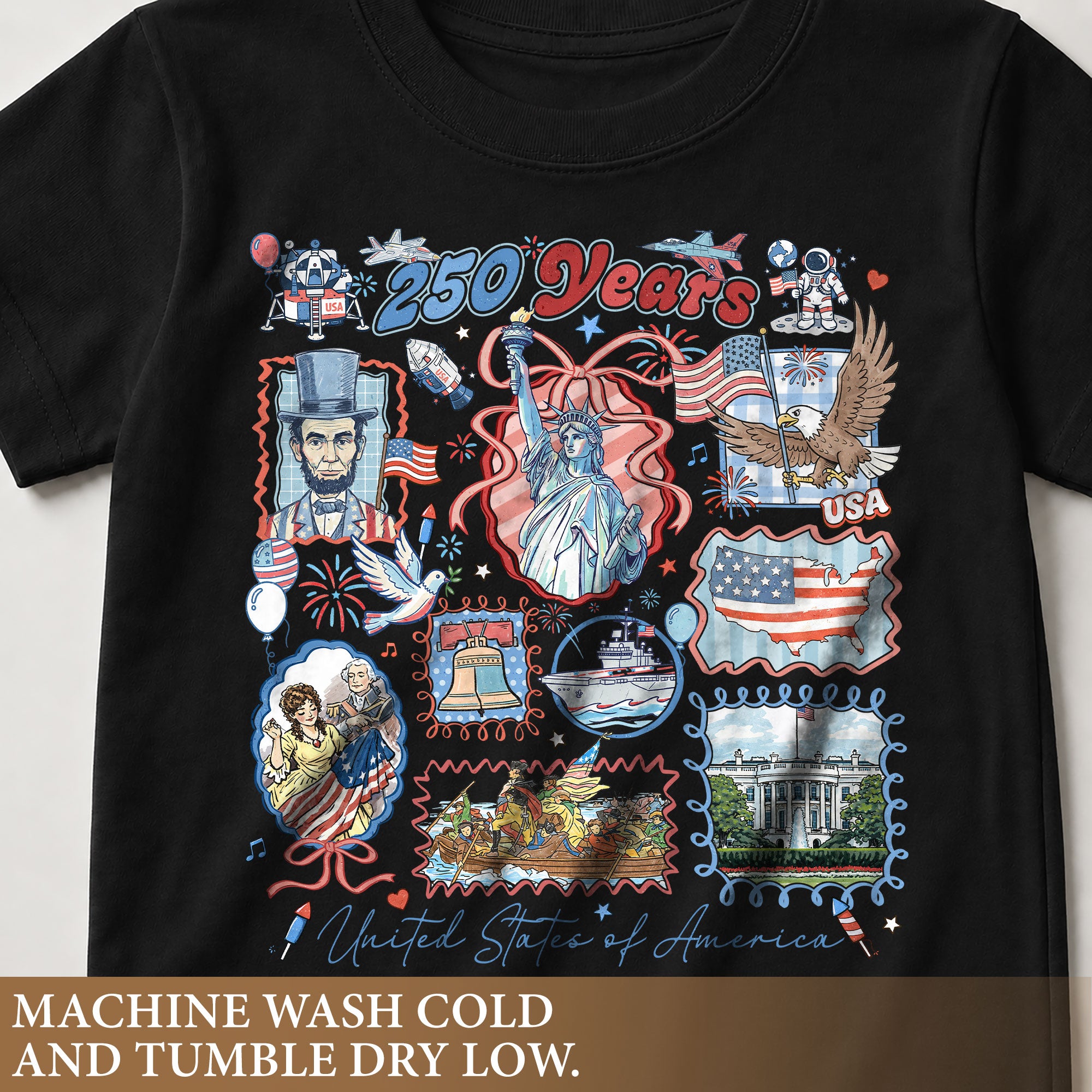 Kids T Shirt 1776-2026 Patriotic 250 Years History White House Independence Day Tee