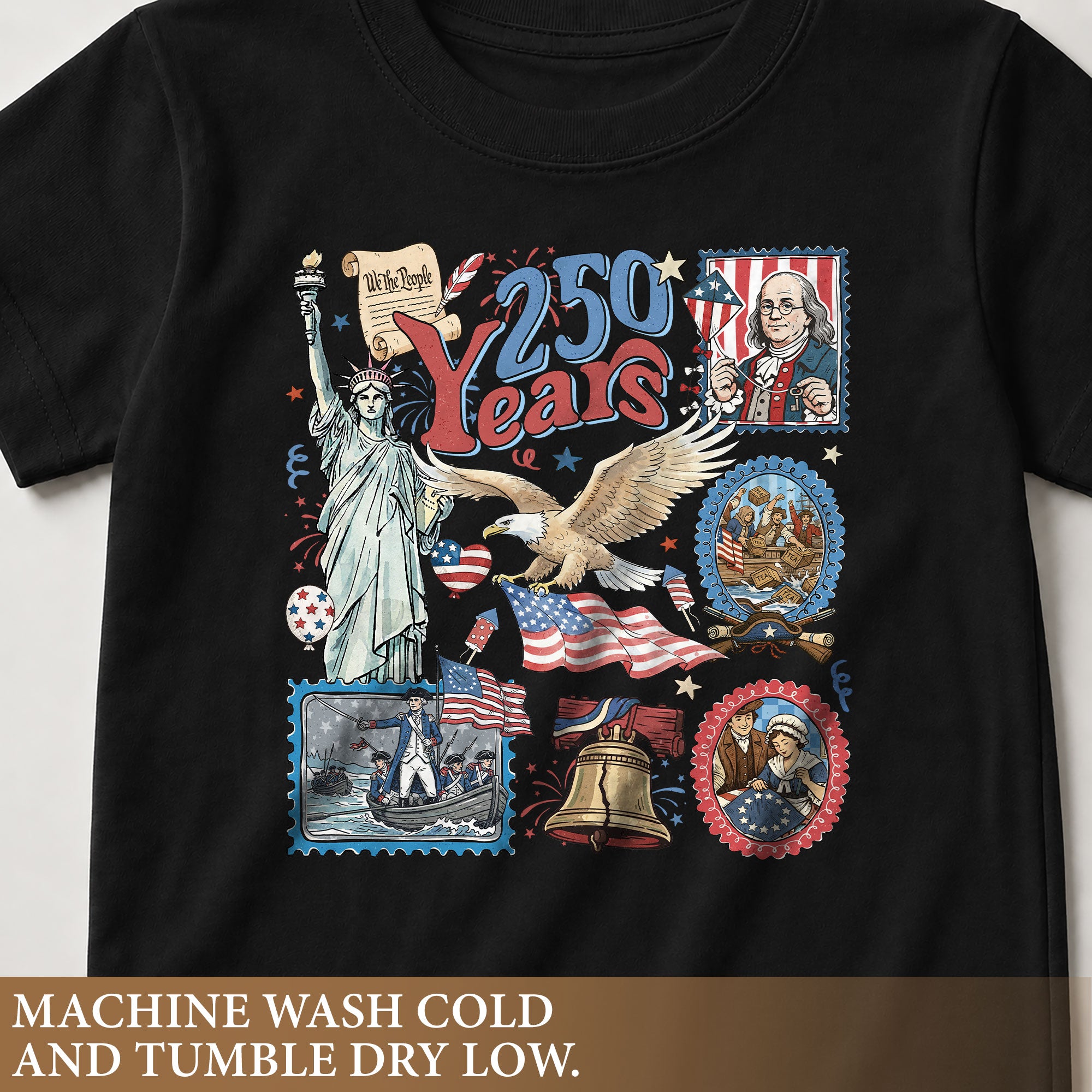 Kids Shirt 1776-2026 250th Anniversary Patriotic United States History Betsy Ross Tee