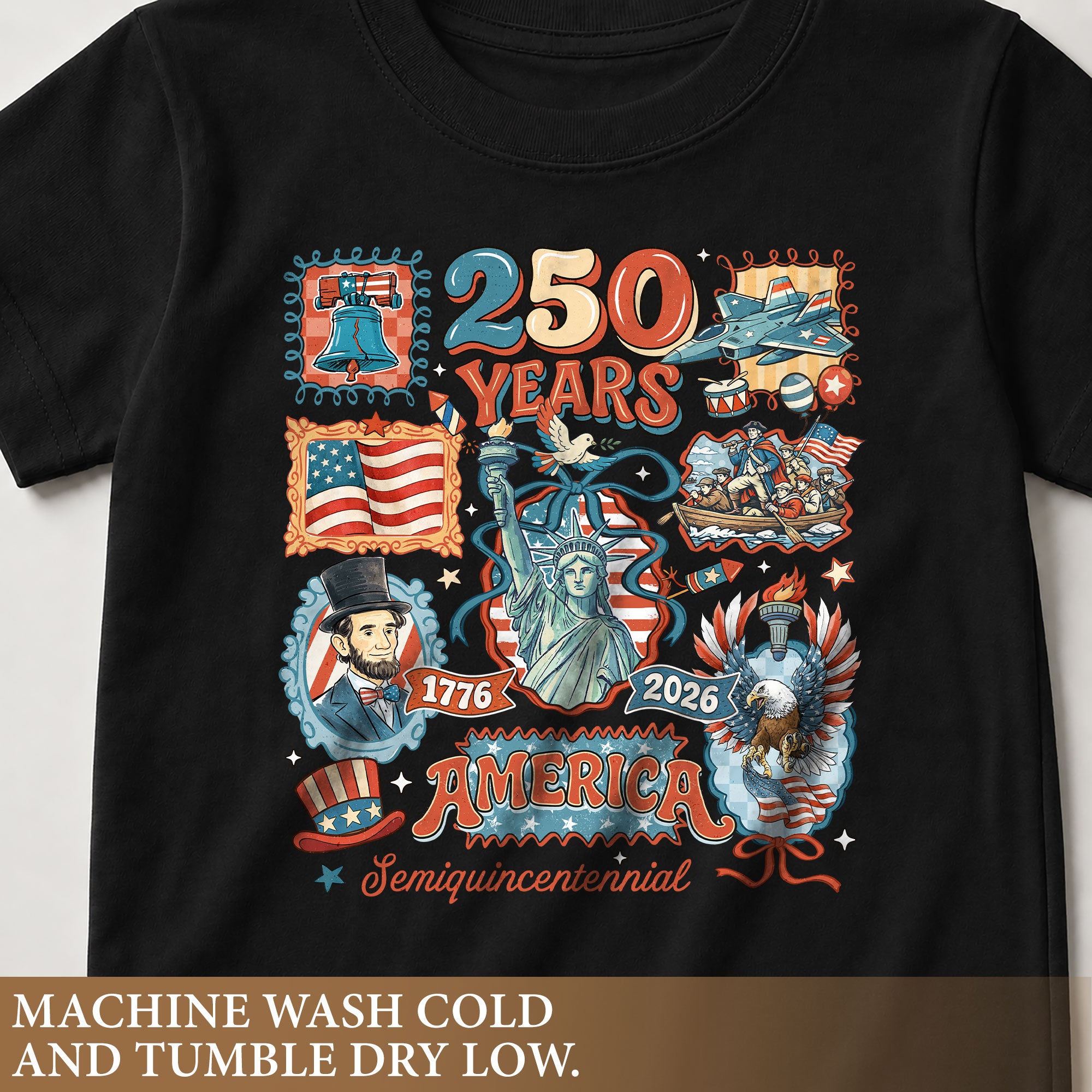 Kids T Shirt Patriotic 250 Years Eagle US Flag History 1776-2026 Independence Day Tee