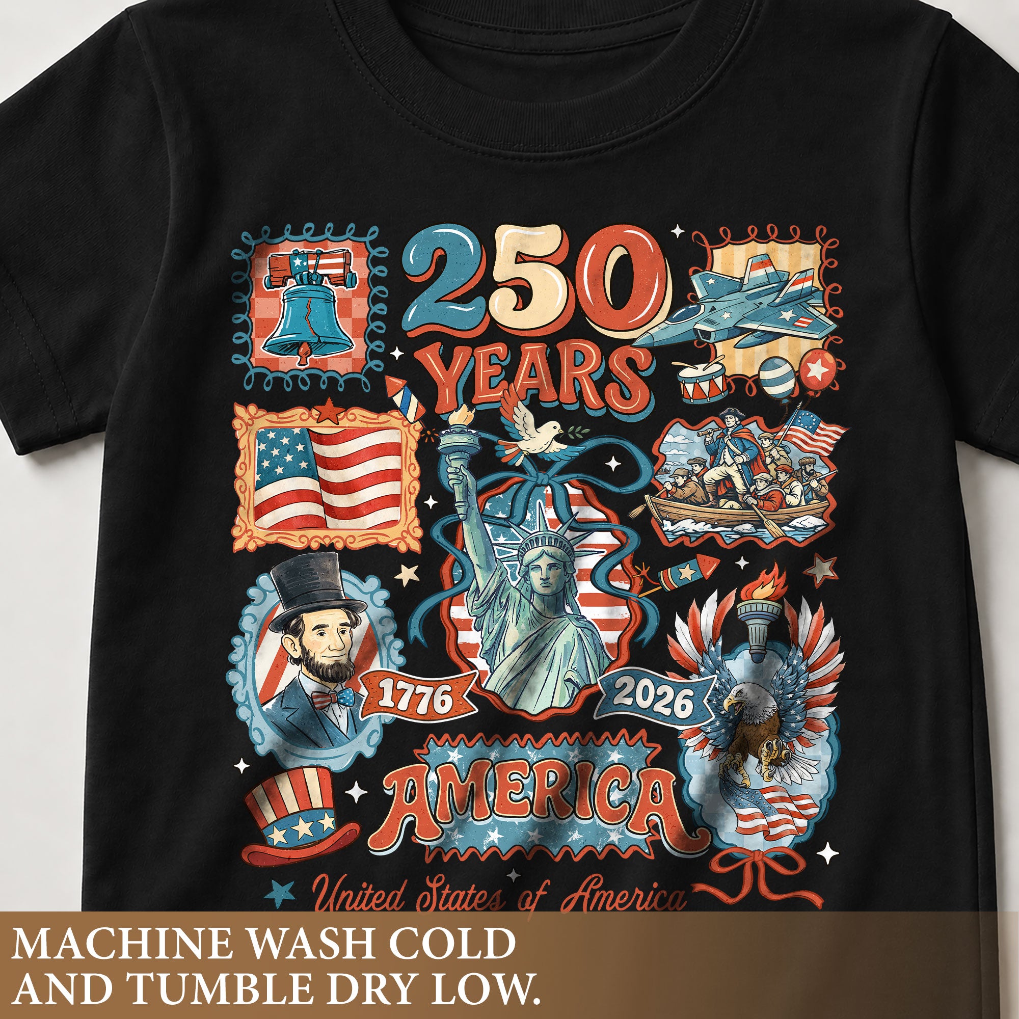 Kids T Shirt Patriotic 250 Years Eagle US Flag History 1776-2026 Independence Day Tee