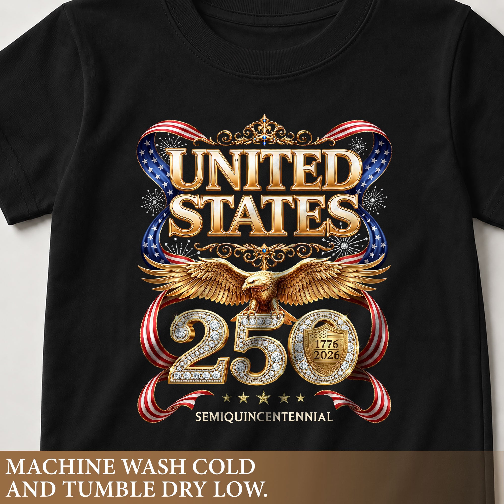250 Years Kids T-Shirt Patriotic Golden Eagle United States American Flag Youth
