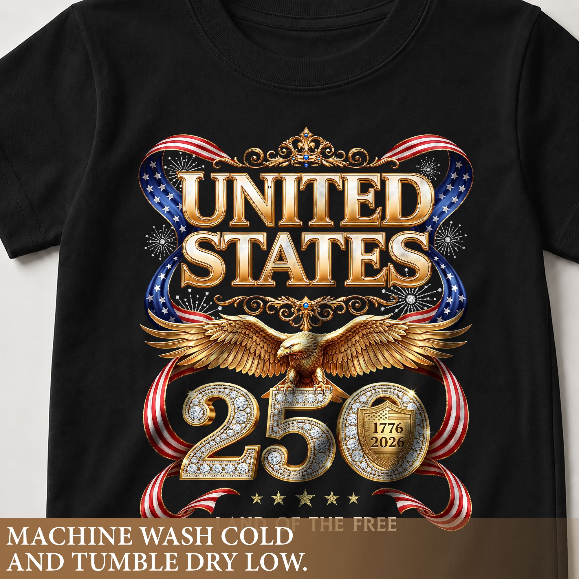 250 Years Kids T-Shirt Patriotic Golden Eagle United States American Flag Youth