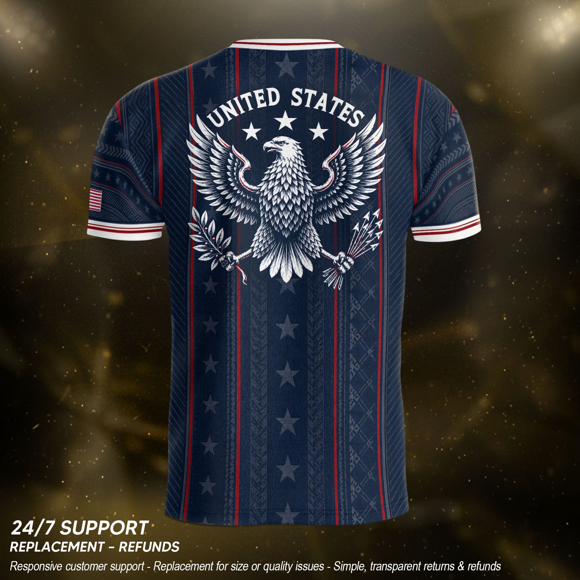 Navy USA Soccer Jersey American Pride Graphic Stripe Soccer Shirt Patriotic Fan Gear