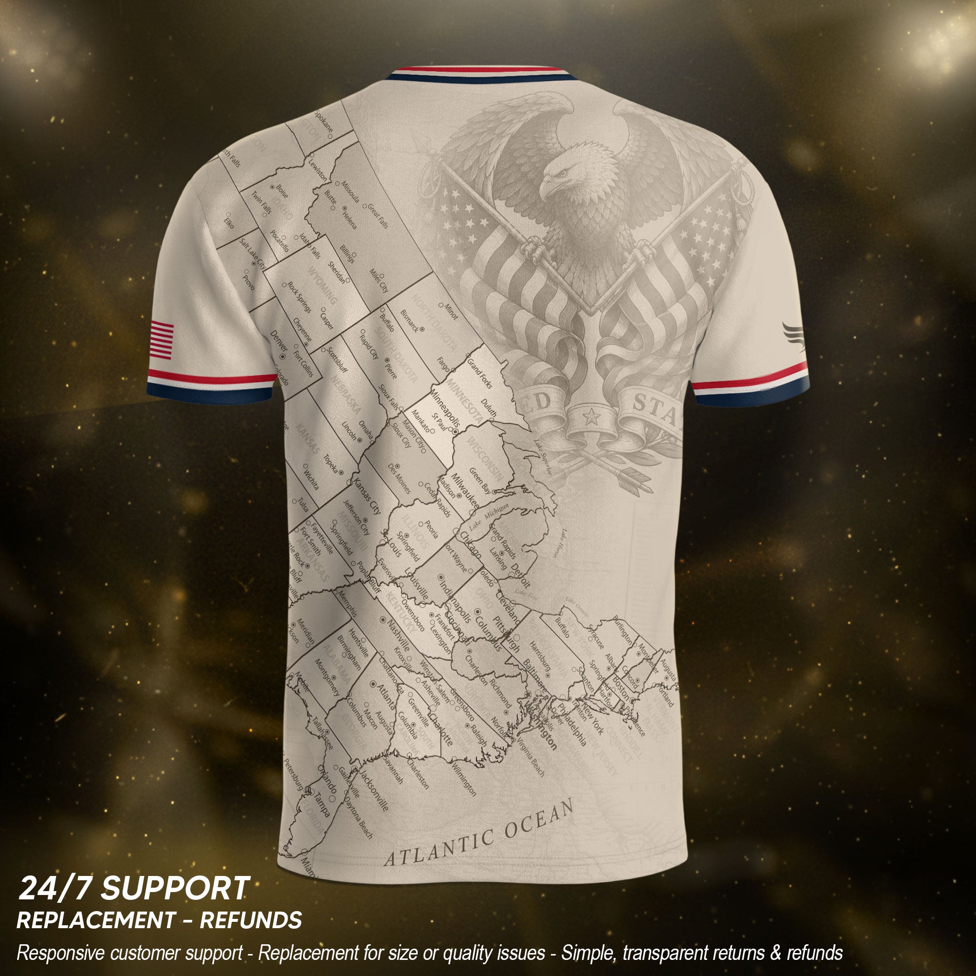 USA Soccer Jersey Navy Vintage US Map American Flag Shirt Patriotic Beige Soccer Fan