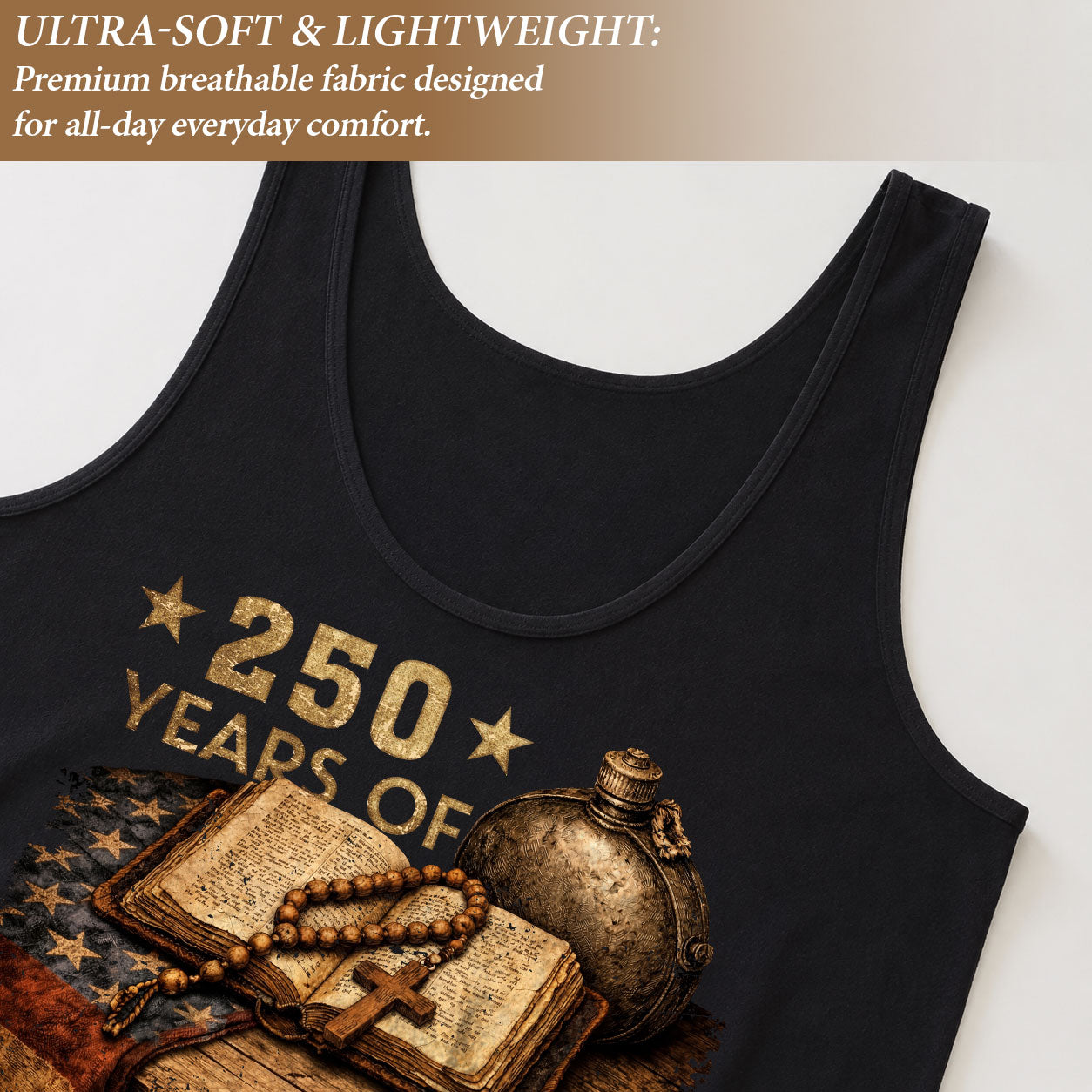 250 Years of Freedom Tank Top Women 1776-2026 Vintage Faith Patriotic US Shirt