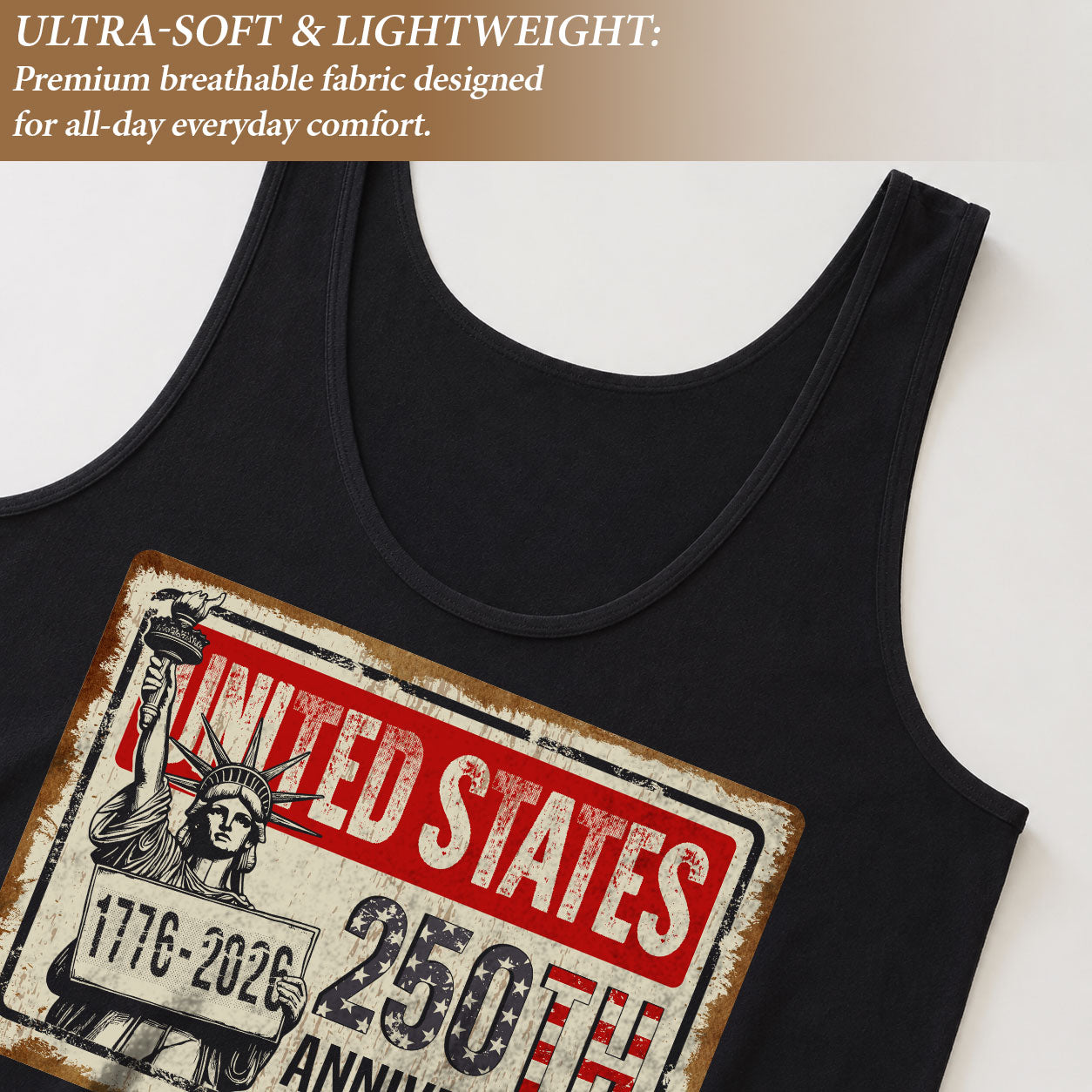 United States 250th Anniversary Tank Top Women Vintage Liberty Sign Patriotic Shirt