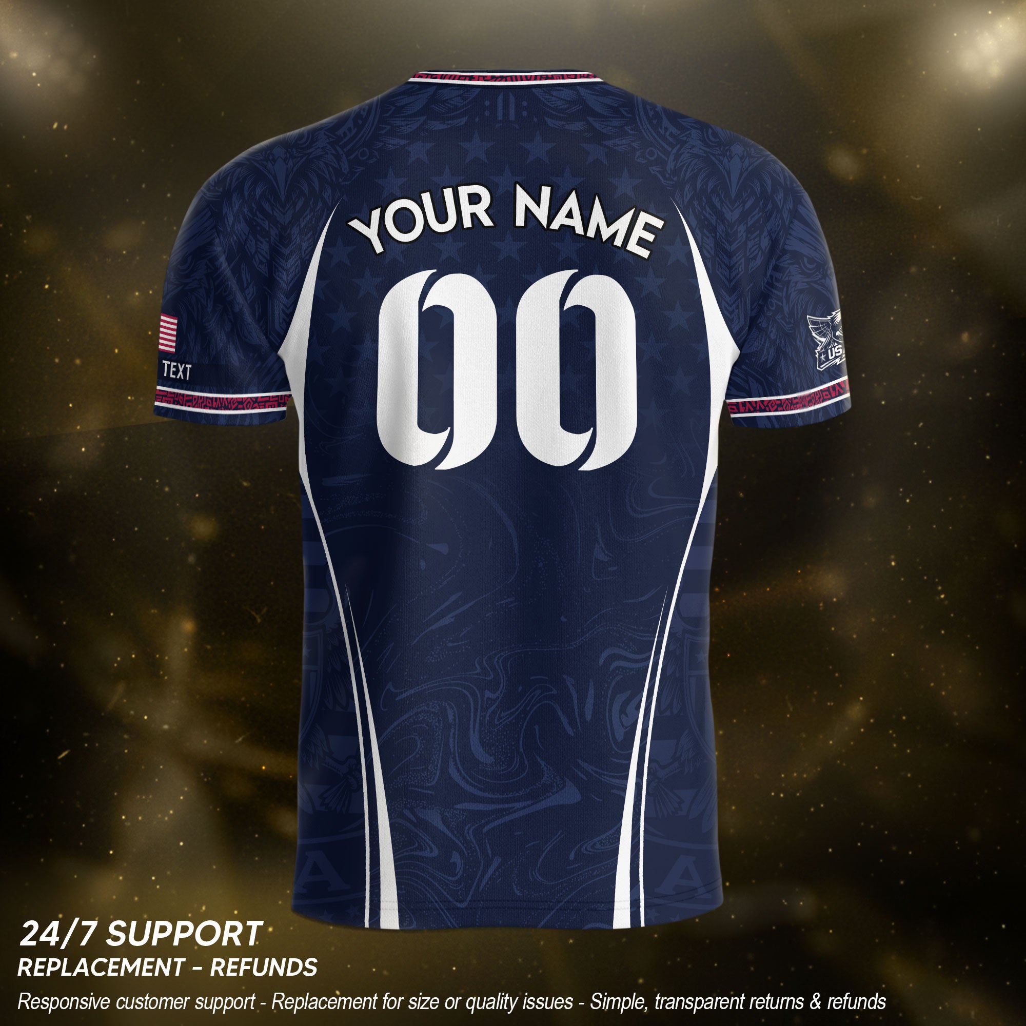 Men Athletic Sport T Shirt Outfits Personalized Custom Name USA Stars Soccer Jersey