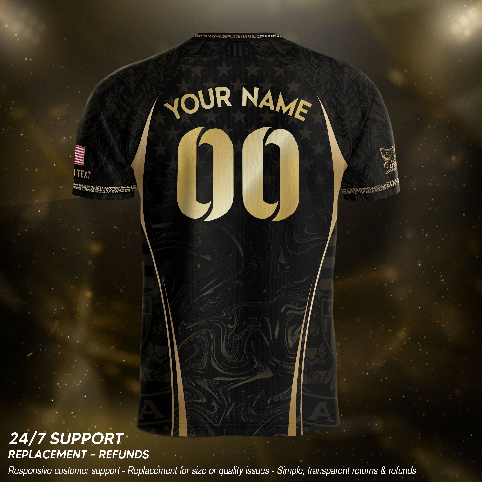 Men Sport T Shirt Outfits Personalized Custom Name USA Metallic Stars Soccer Jersey