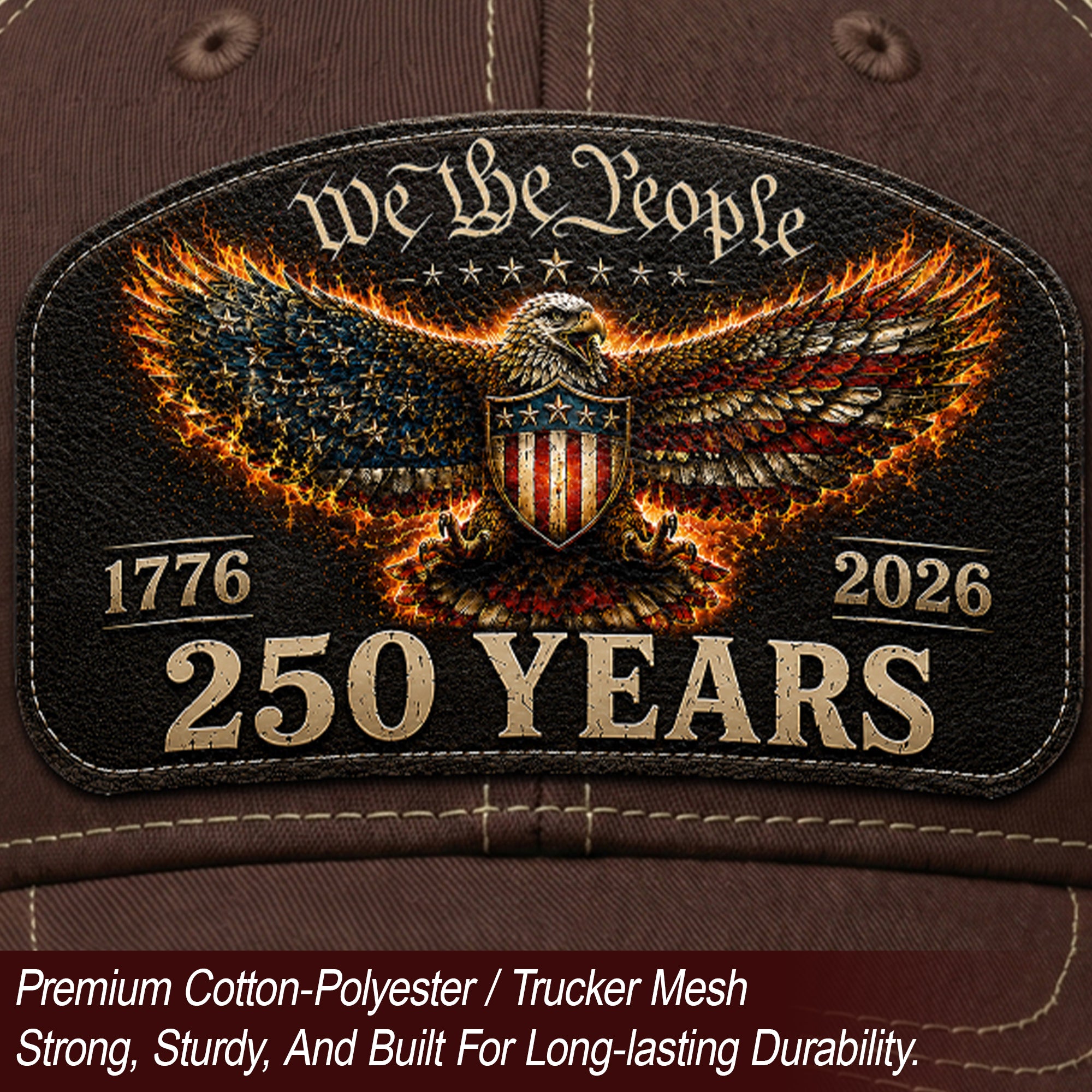 We The People 250 Years Trucker Hat - Patriotic 1776-2026 American Flag Eagle Cap