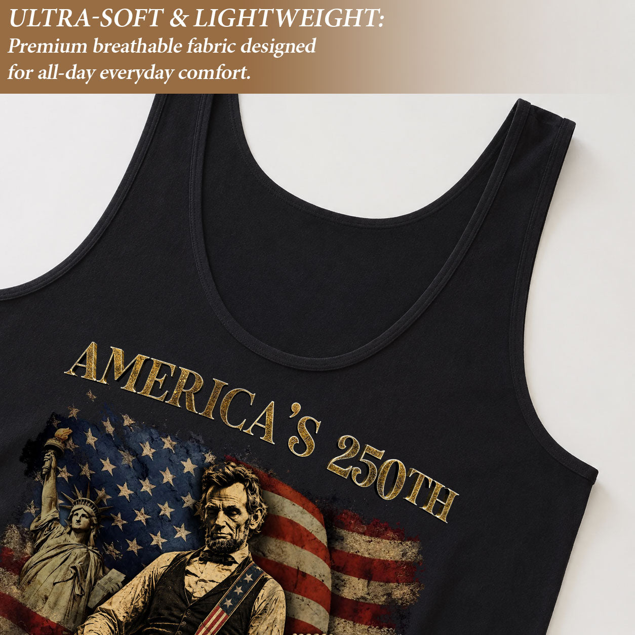 America's 250th Tank Top Women Lincoln Guitar Statue of Liberty Patriotic US Shirt