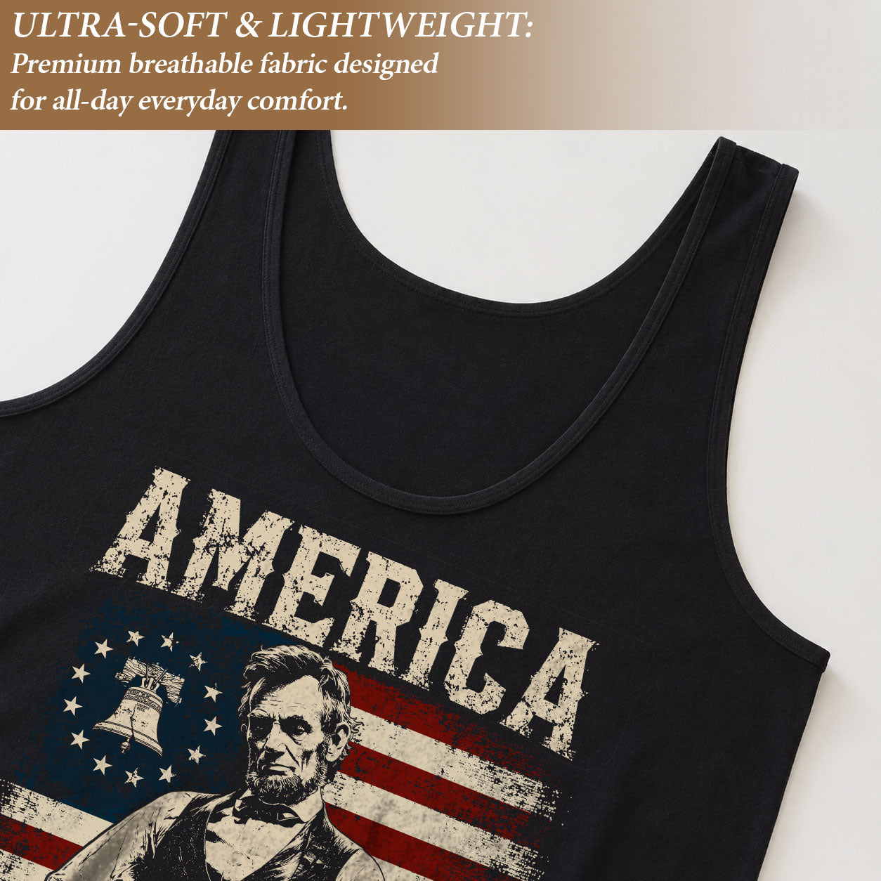 Women Tank Top Patriotic 1776-2026 America 250 Years Abraham Lincoln Guitar Freedom Sleeveless