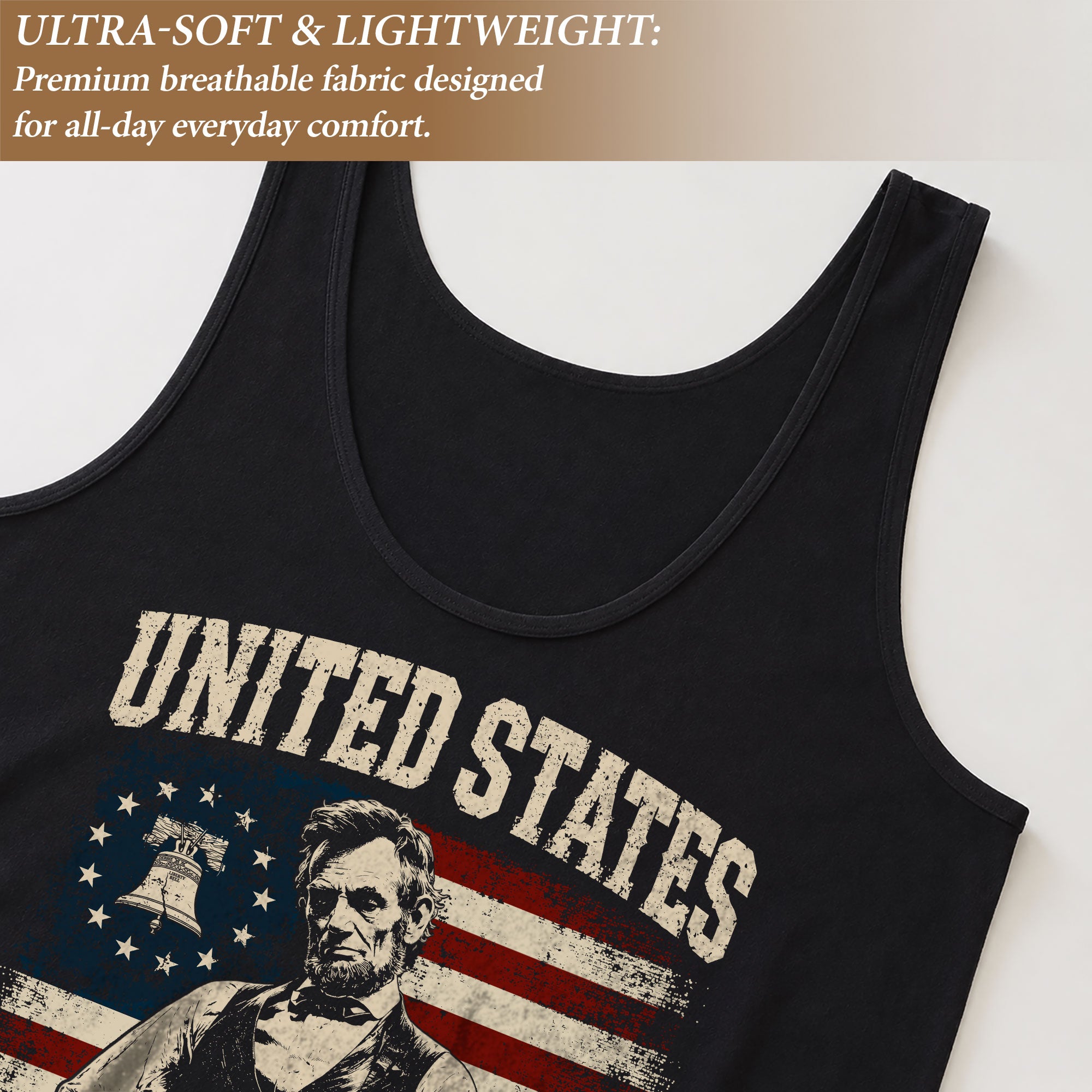 Women Tank Top Patriotic 1776-2026 America 250 Years Abraham Lincoln Guitar Freedom Sleeveless