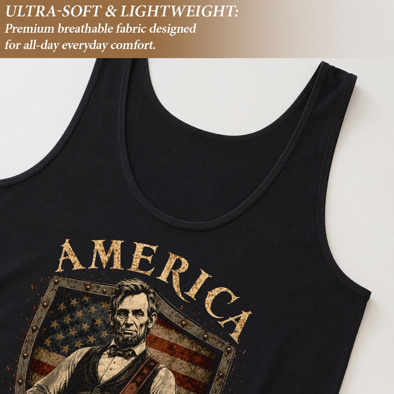 Tank Top Women Abraham Lincoln Guitar Shield 1776-2026 America 250 Years Patriotic Summer Top