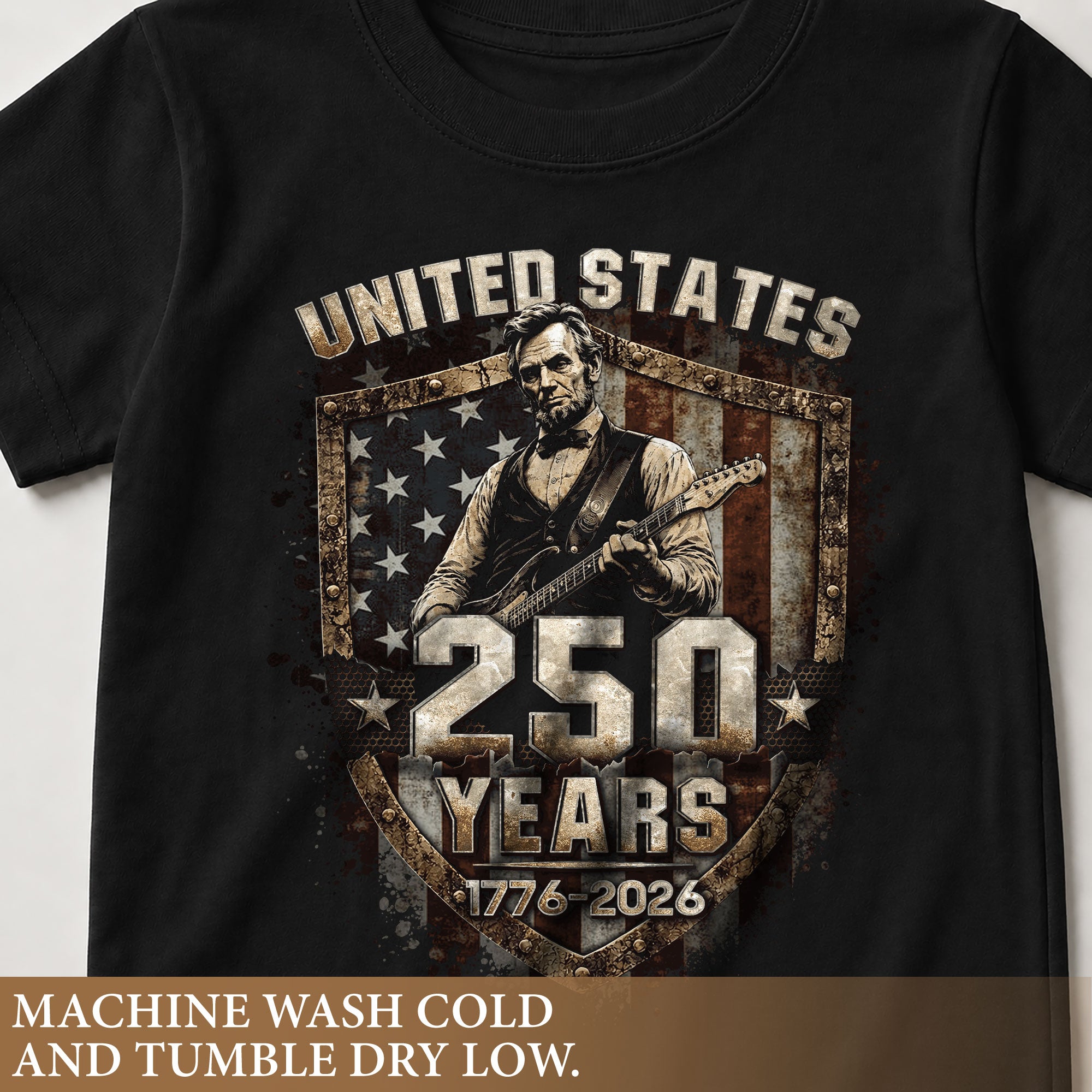 Kids America 250 Years T-Shirt 1776–2026 Lincoln Patriotic Freedom Youth Tee
