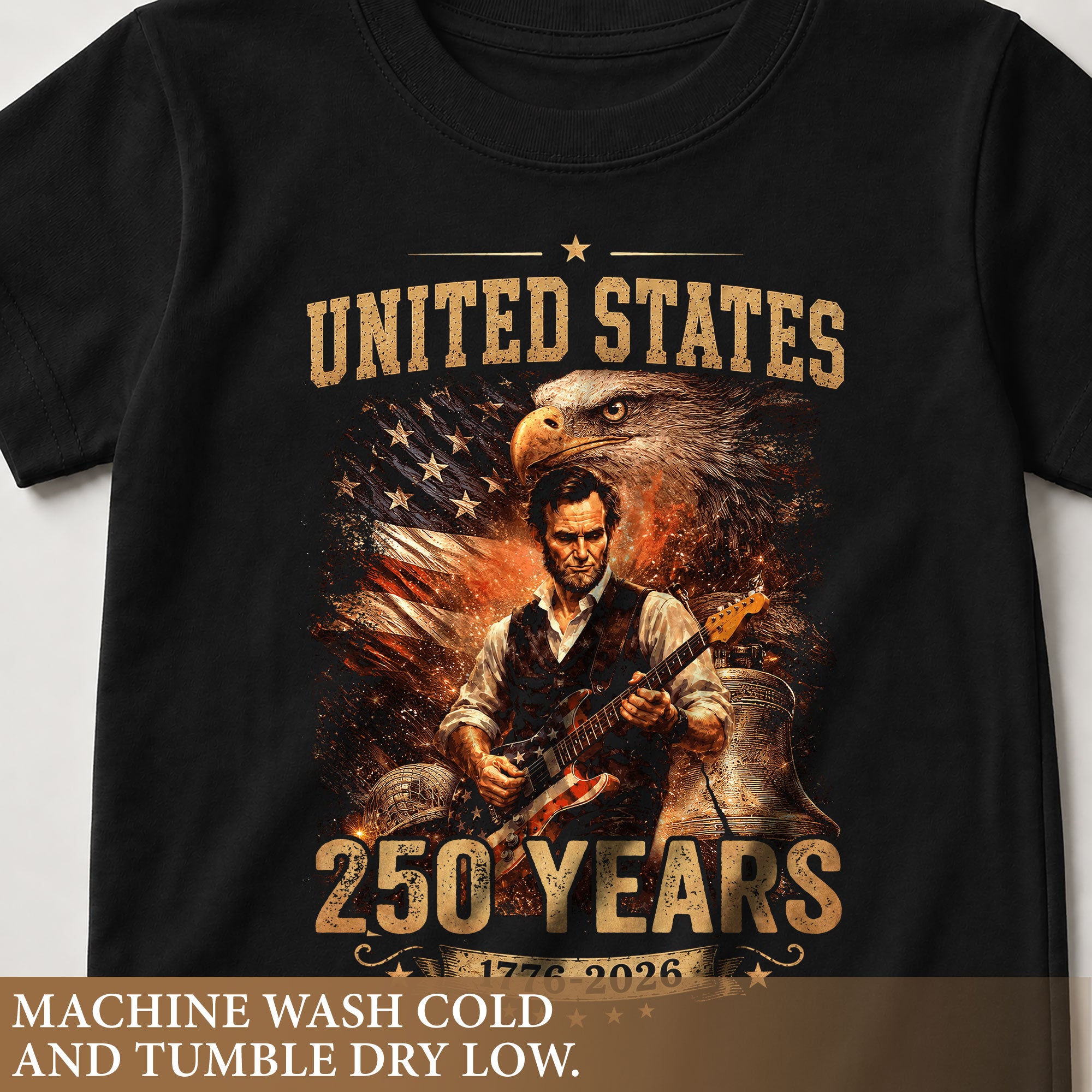 Kids America 250 Years T-Shirt 1776–2026 Lincoln Eagle Patriotic Youth Graphic Tee