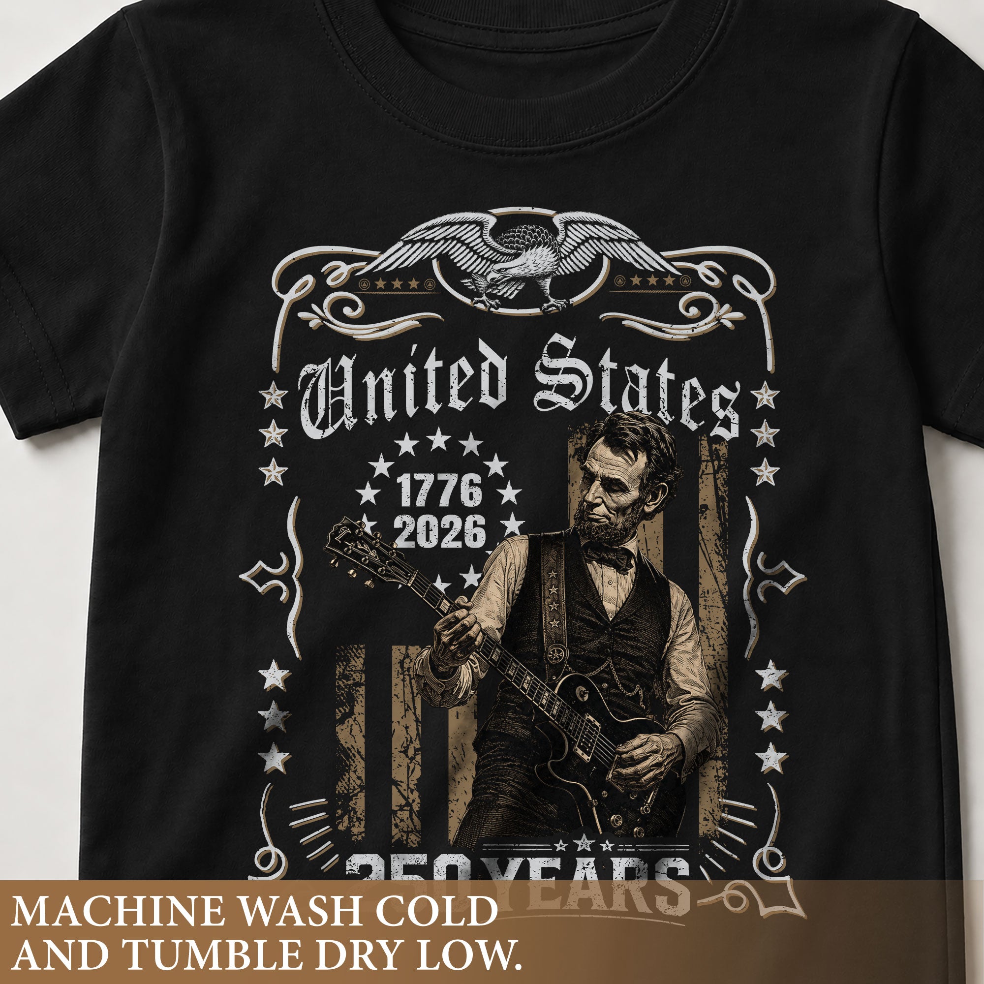 America 250 Years Kids Shirt 1776–2026 Lincoln Music Patriotic Youth Tee