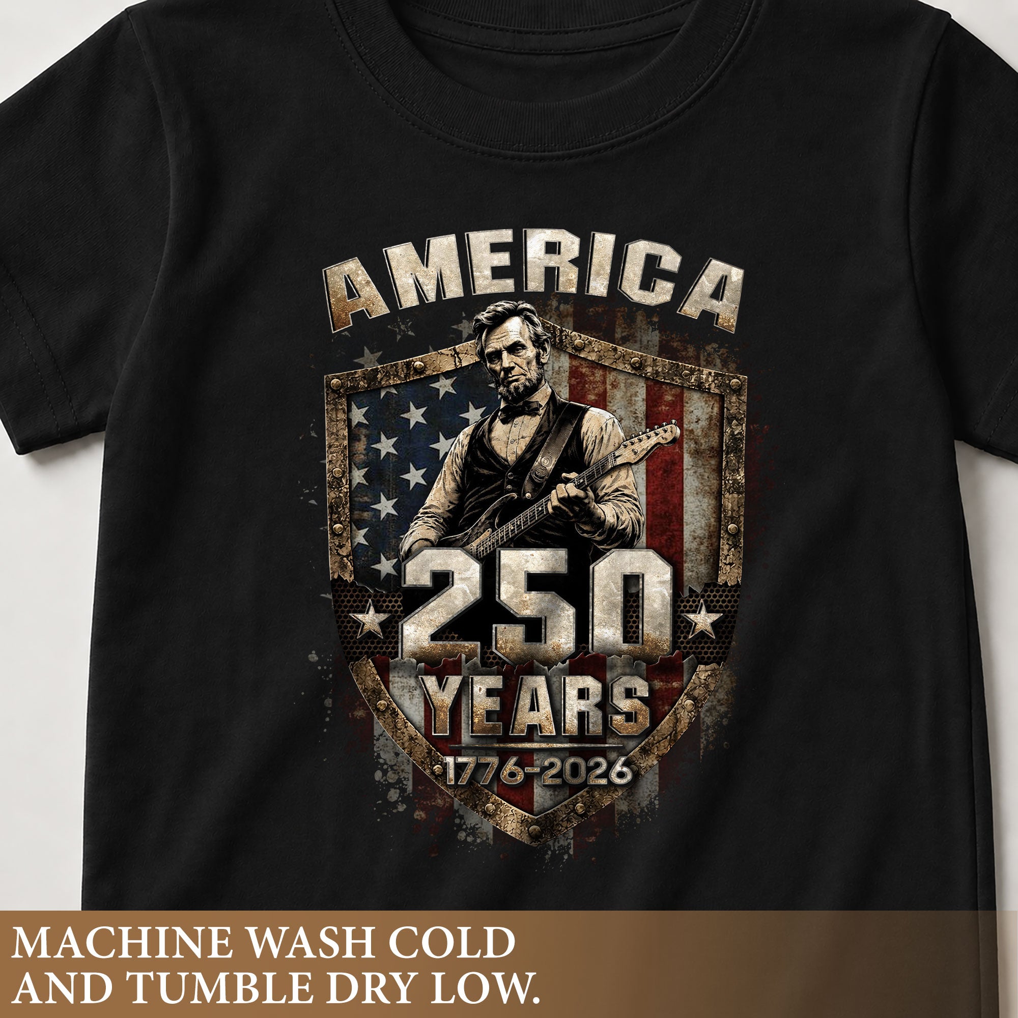 Kids America 250 Years T-Shirt 1776–2026 Lincoln Patriotic Freedom Youth Tee