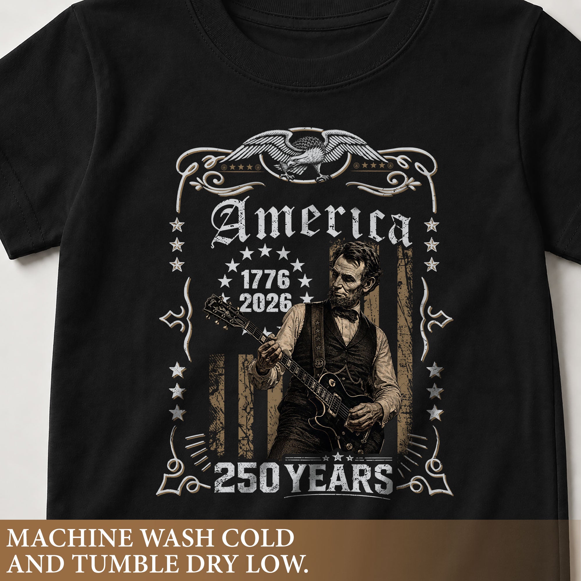 America 250 Years Kids Shirt 1776–2026 Lincoln Music Patriotic Youth Tee