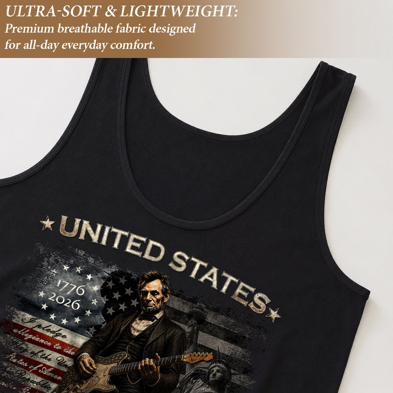 250 Years Tank Top Women America Lincoln Guitar Statue of Liberty Patriotic Shirt