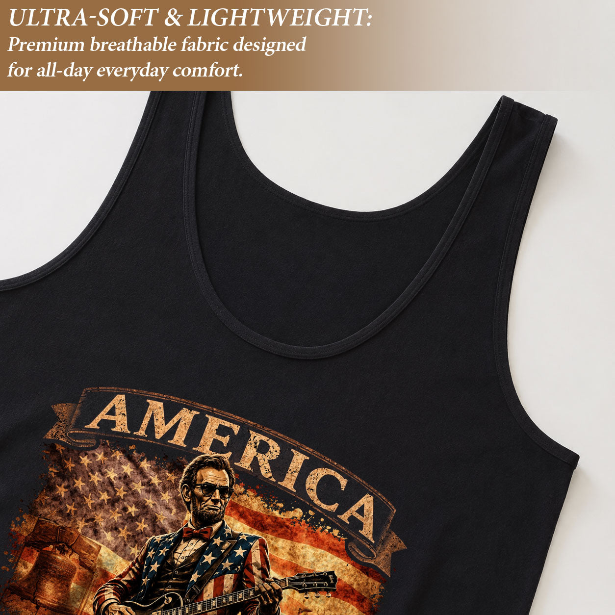 250 Years Tank Top Women America Lincoln Guitar Flag Patriotic Liberty 1776-2026 Shirt
