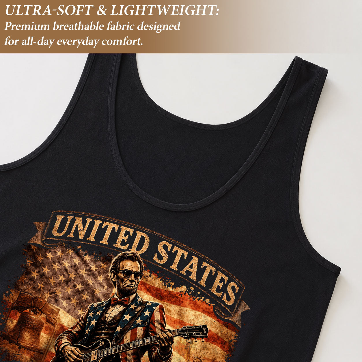 250 Years Tank Top Women America Lincoln Guitar Flag Patriotic Liberty 1776-2026 Shirt