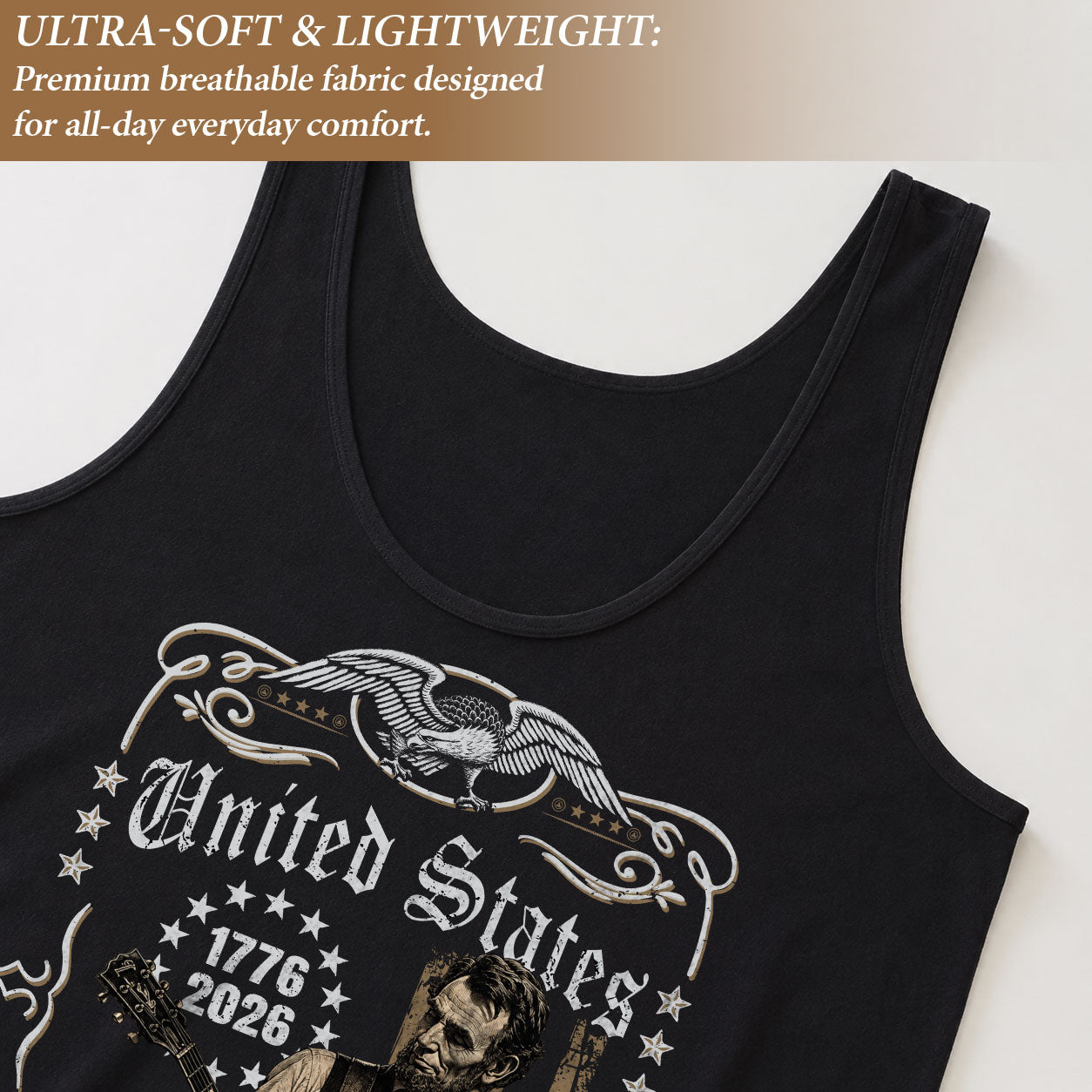 250 Years Tank Top Women America Lincoln Guitar Eagle Vintage Ornate Patriotic Shirt