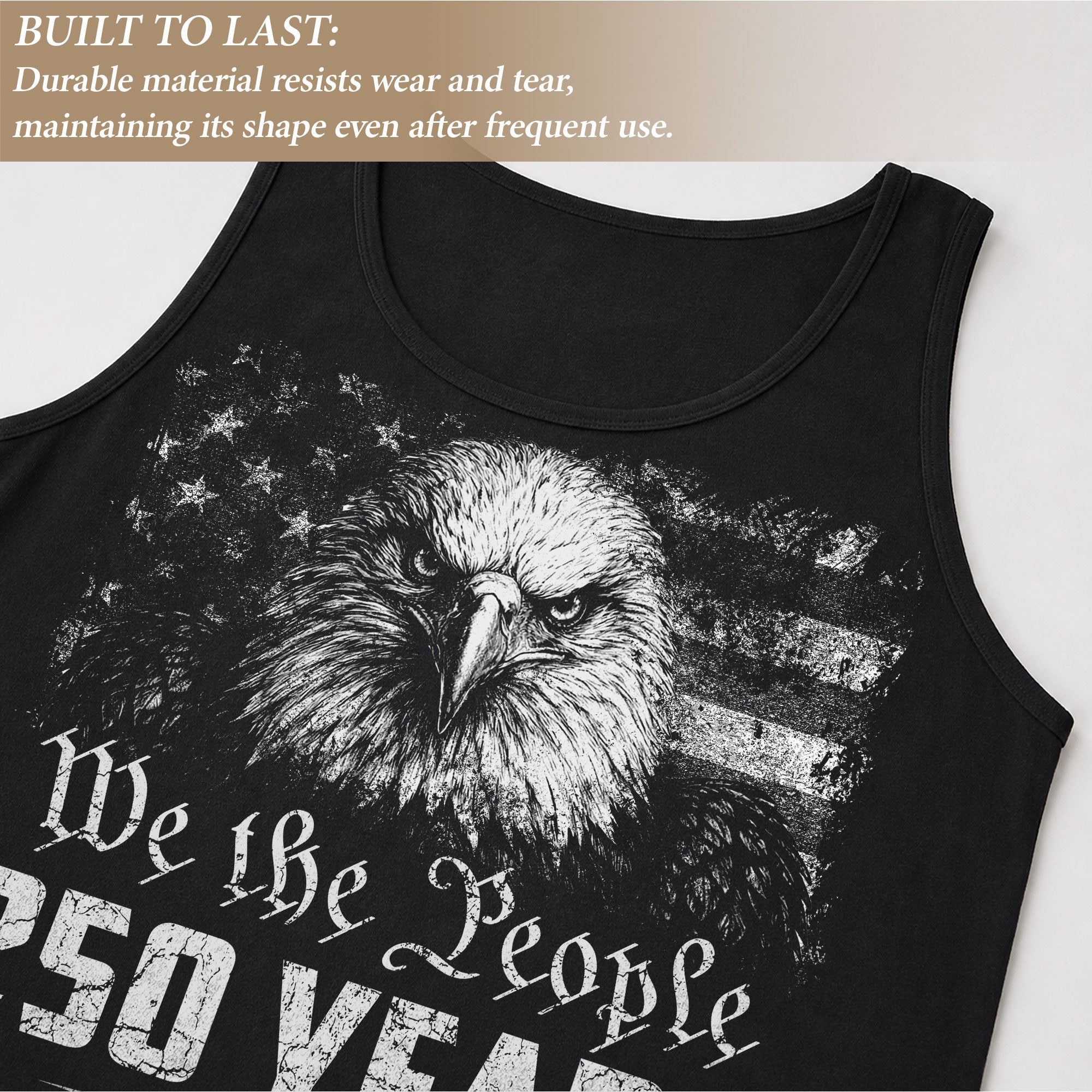 USA 1776-2026 Mens Tank Top Patriotic 250 Years Bald Eagle Vintage American Flag