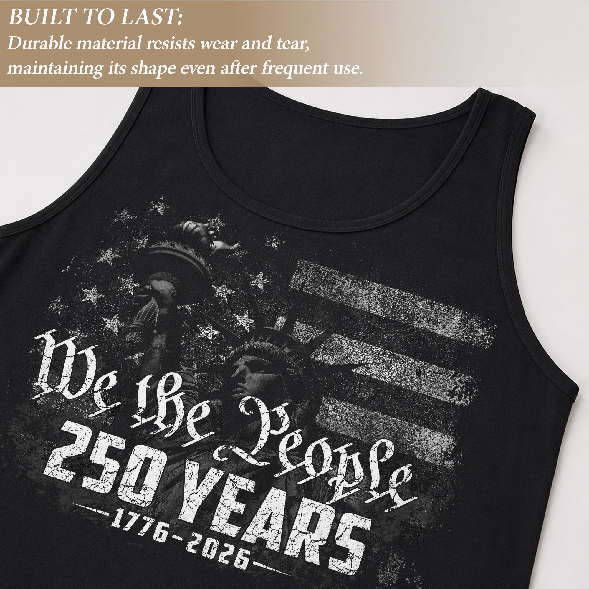 USA 1776-2026 Mens Tank Top Patriotic 250 Years Liberty Vintage American Flag