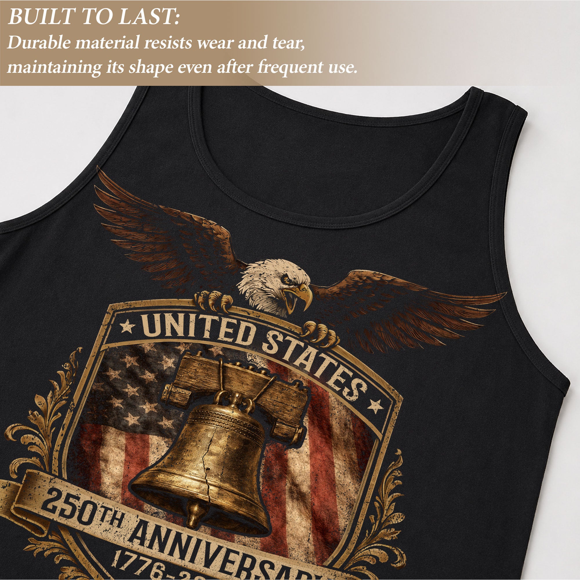 Independence 1776-2026 Mens Tank Top Patriotic 250 Years Eagle Golden Shield