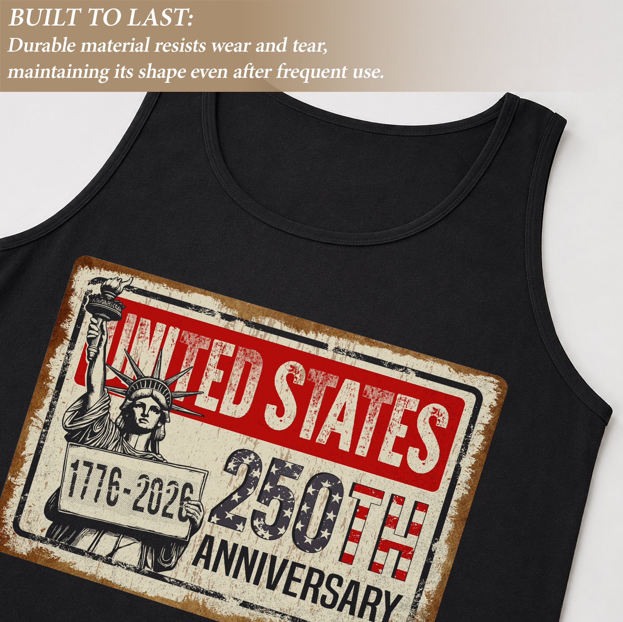 Tank Top Men Statue Of Liberty 1776-2026 United States 250th Anniversary Patriotic Vest