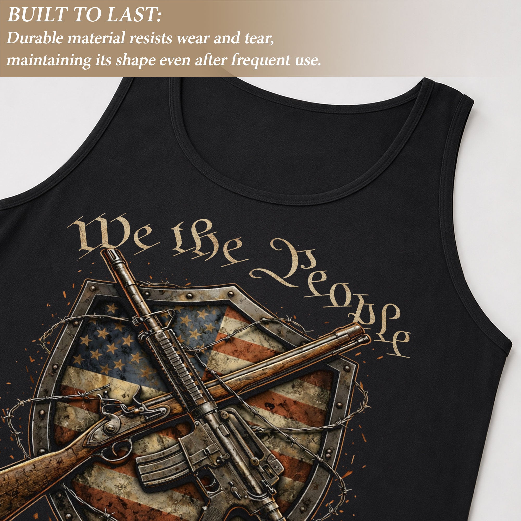 Tank Top Men We The People 1776-2026 250 Years 2nd Amendment Patriotic Rifle Shield Vest