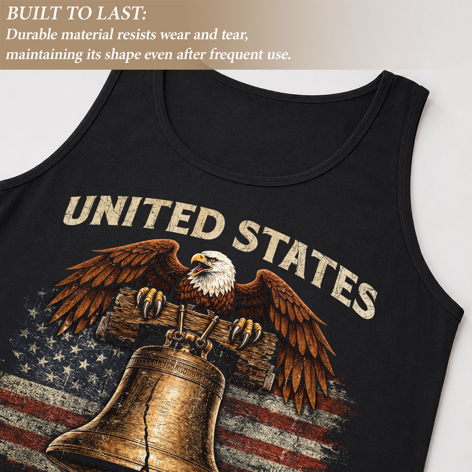 Tank Top Men Liberty Bell Bald Eagle 1776-2026 United States 250th Anniversary Patriotic Vest