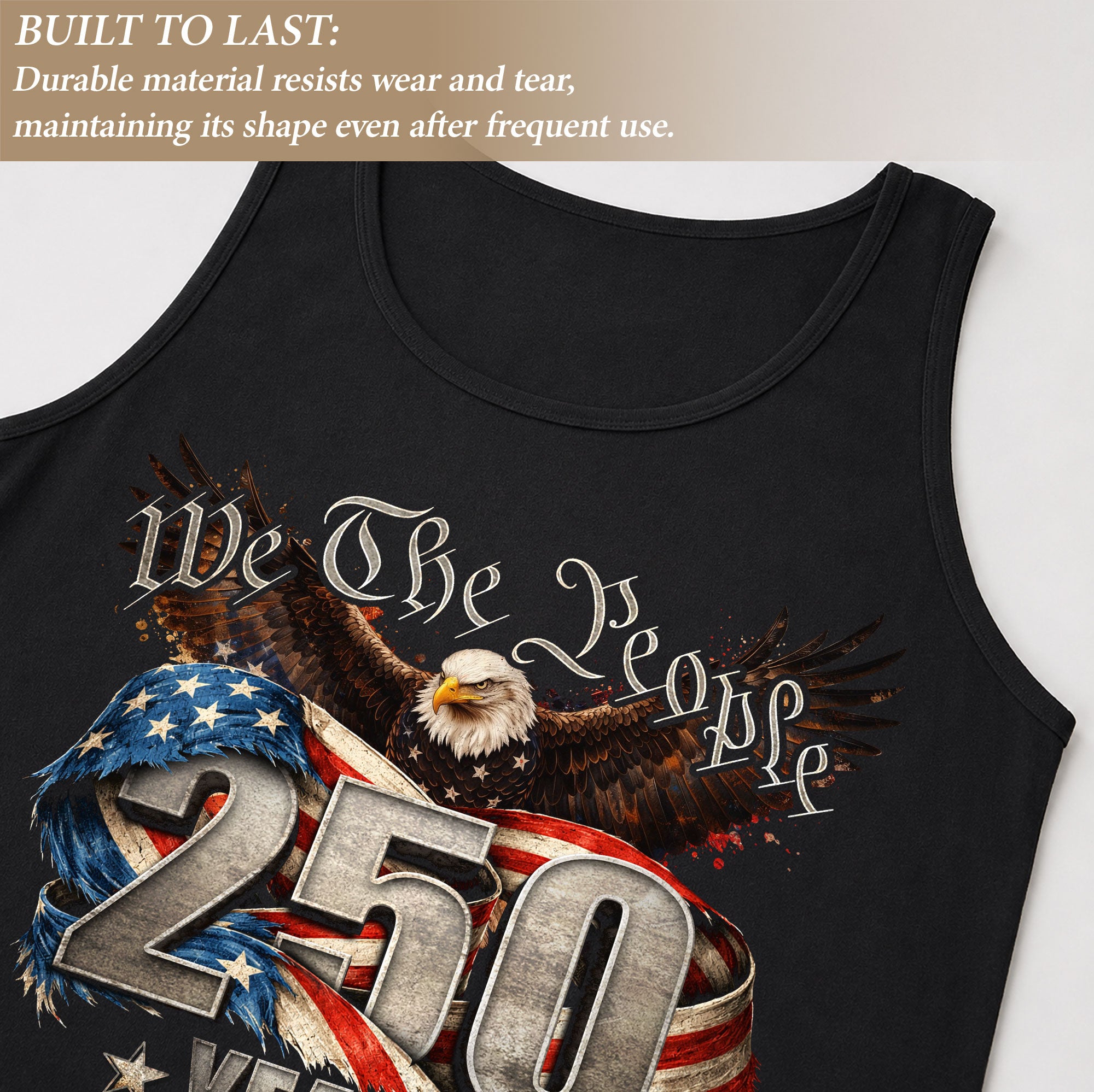 We The People Eagle Tank Top 1776-2026 Patriotic Vintage Men Graphic Shirt