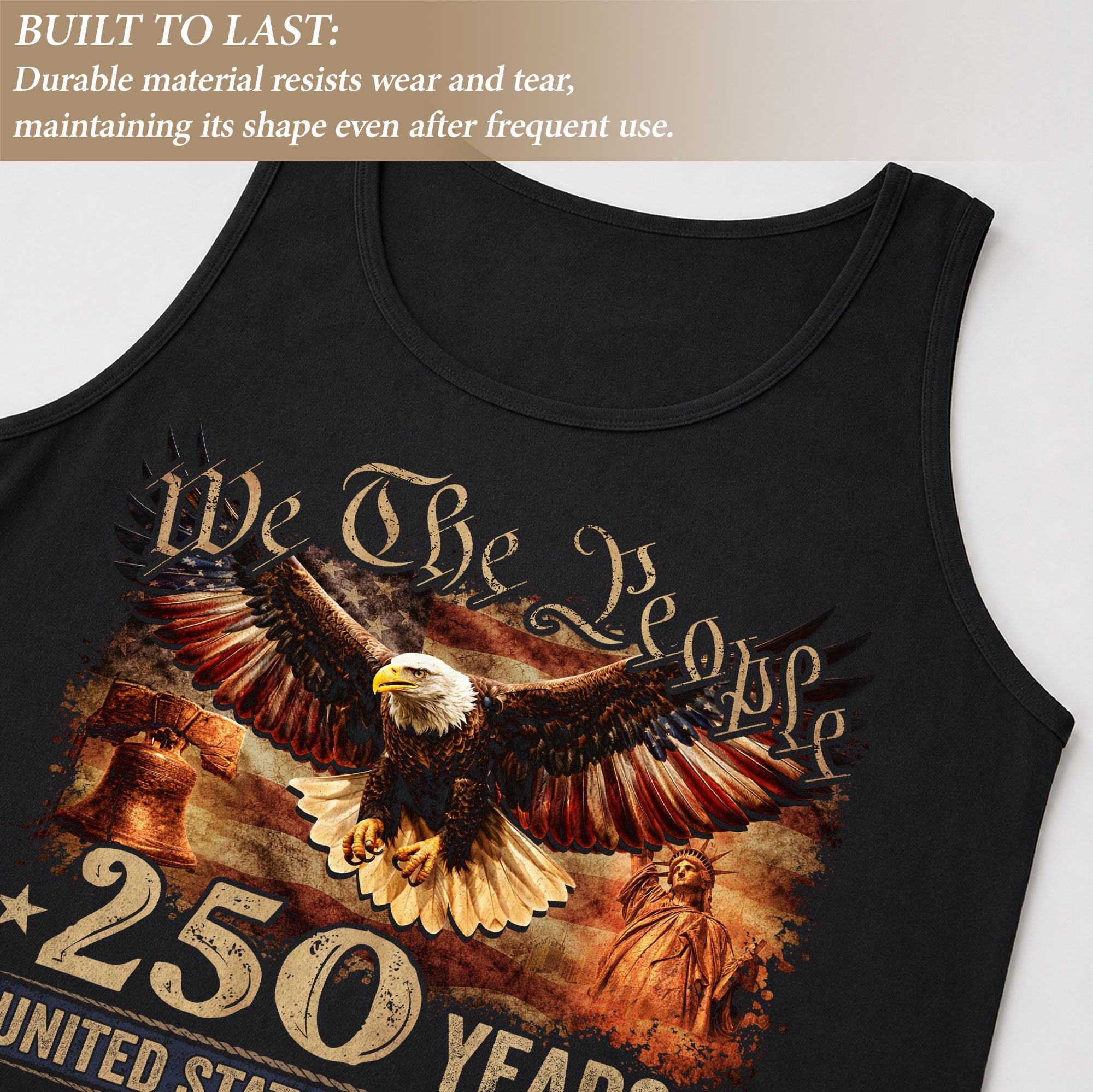 We The People Eagle Tank Top 1776-2026 Liberty Bell Patriotic Men Graphic Shirt