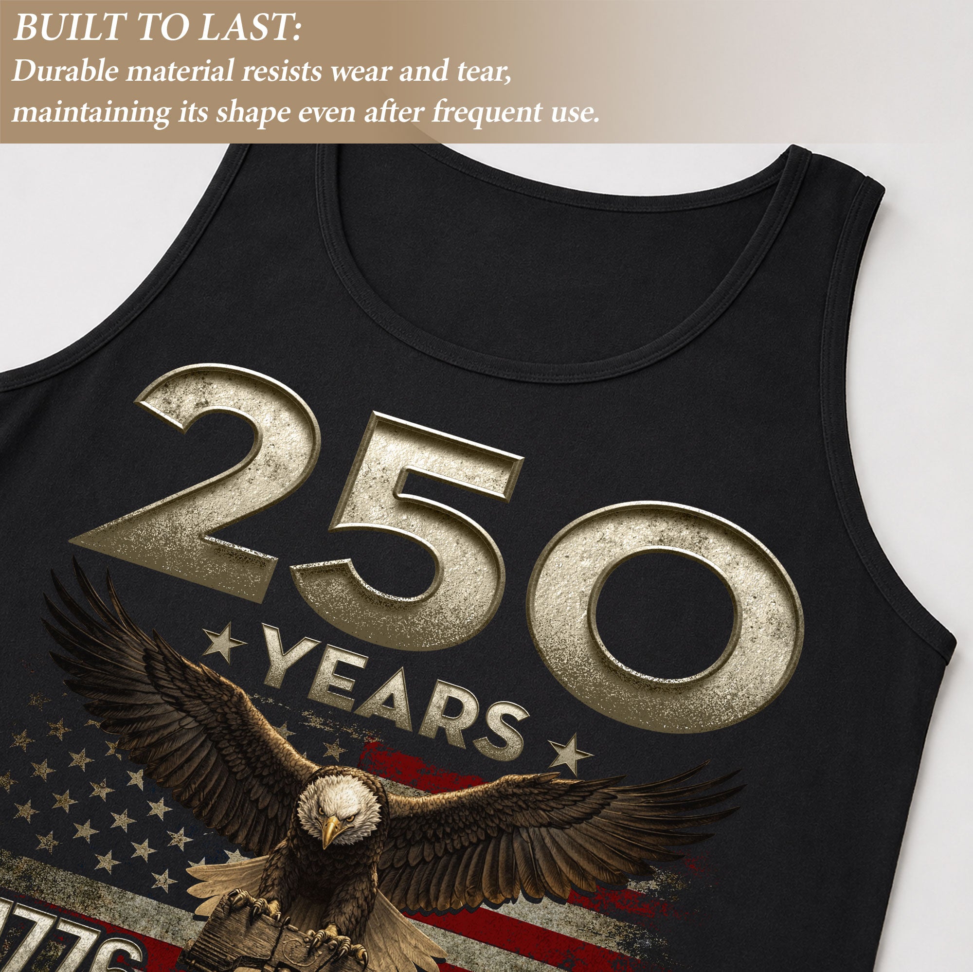 Patriotic Men Tank Top 1776-2026 250 Years Bald Eagle Liberty Bell American Flag Shirt